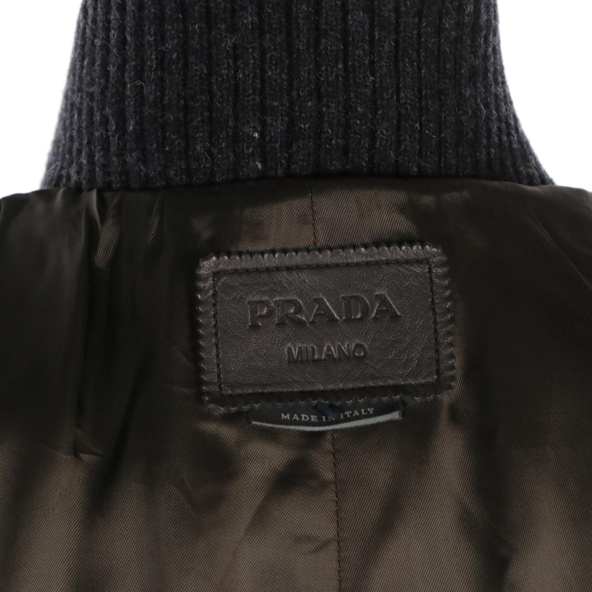 Prada Bomber Jacket in Deep Olive Green Leather