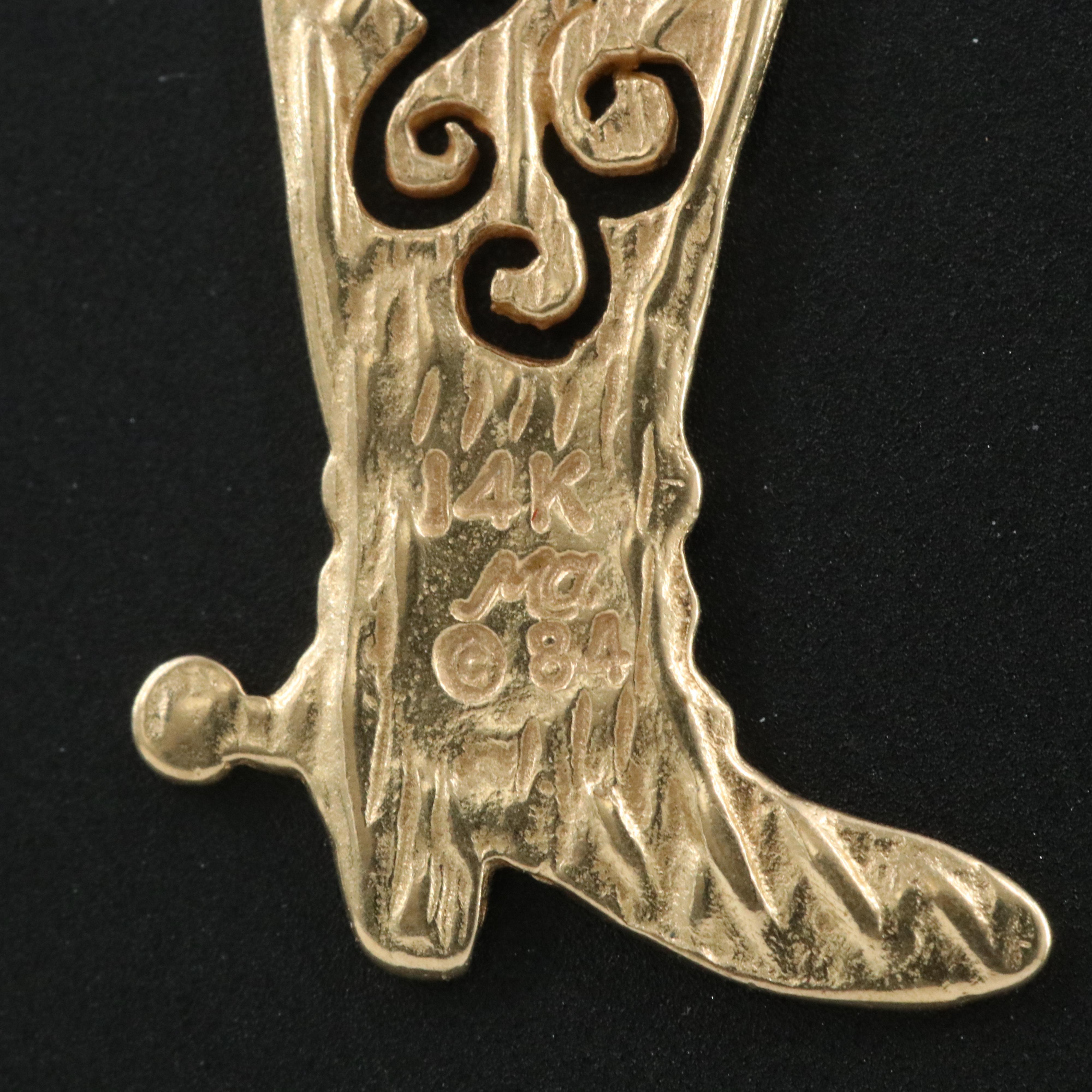14K Cowboy Boot Pendant