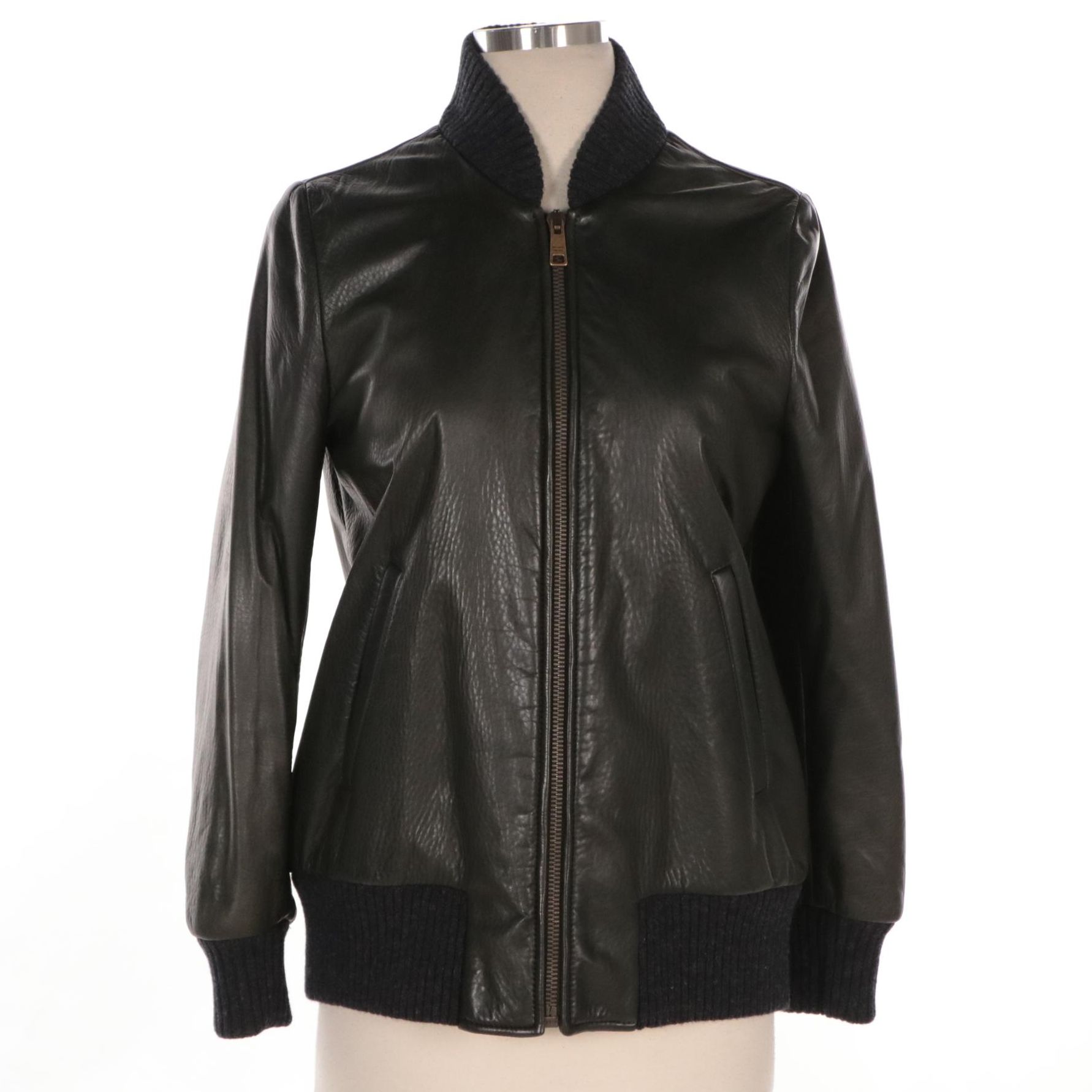 Prada Bomber Jacket in Deep Olive Green Leather