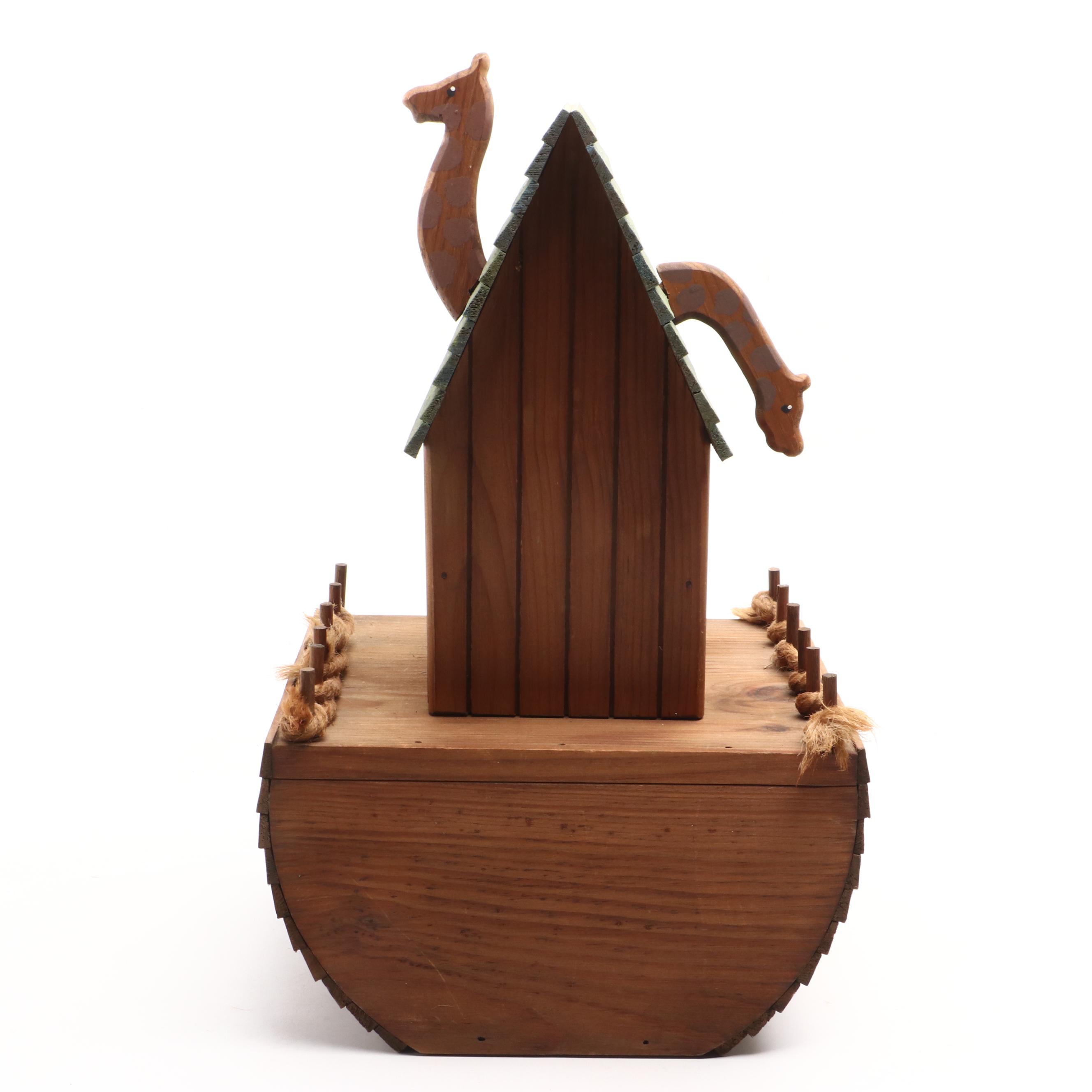 Handcrafted Wooden Noah's Ark and Animals