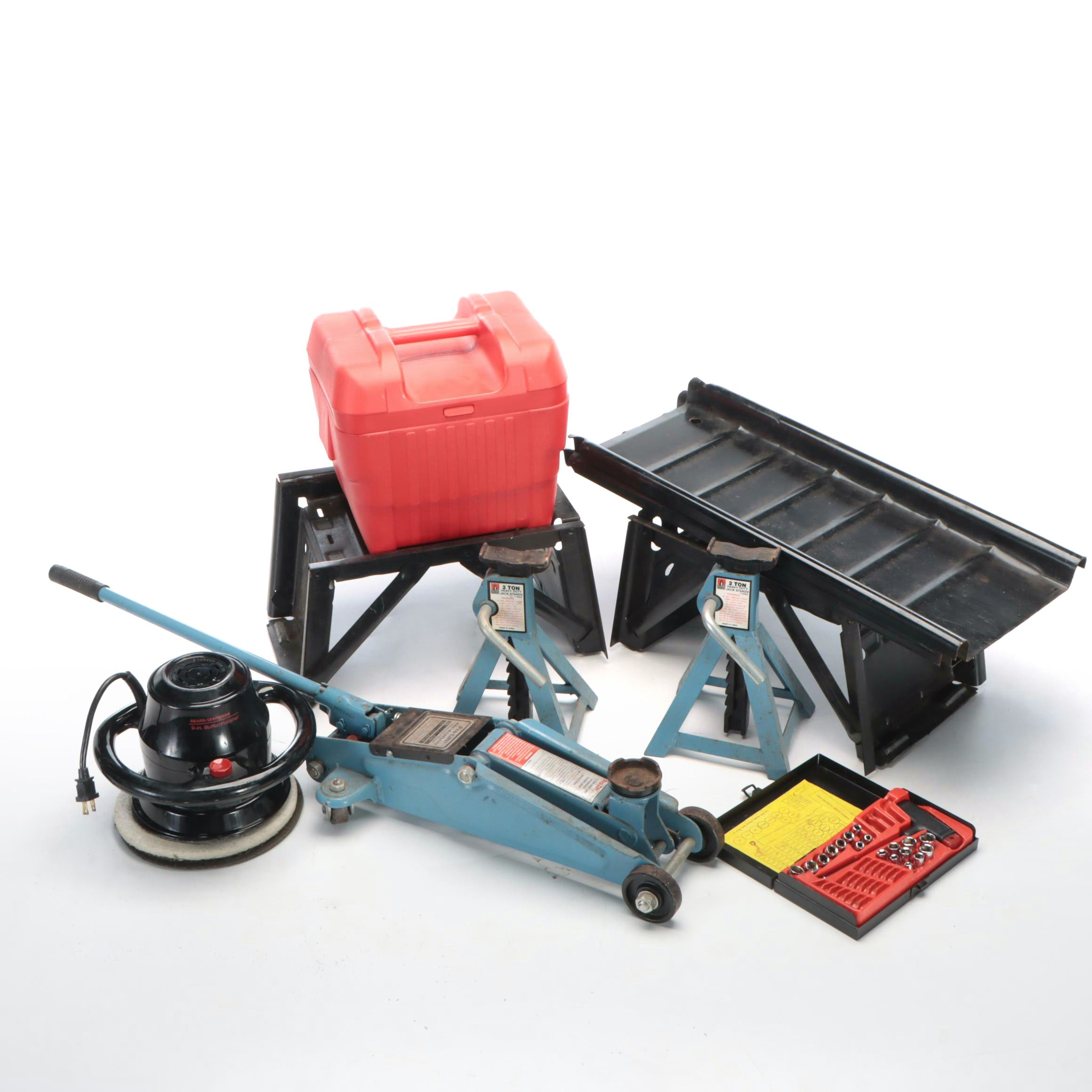 Pro-Lift 4000-Lb. Floor Jack, T-Bar Socket, 2-Ton Heavy Jack Stands, Ramps