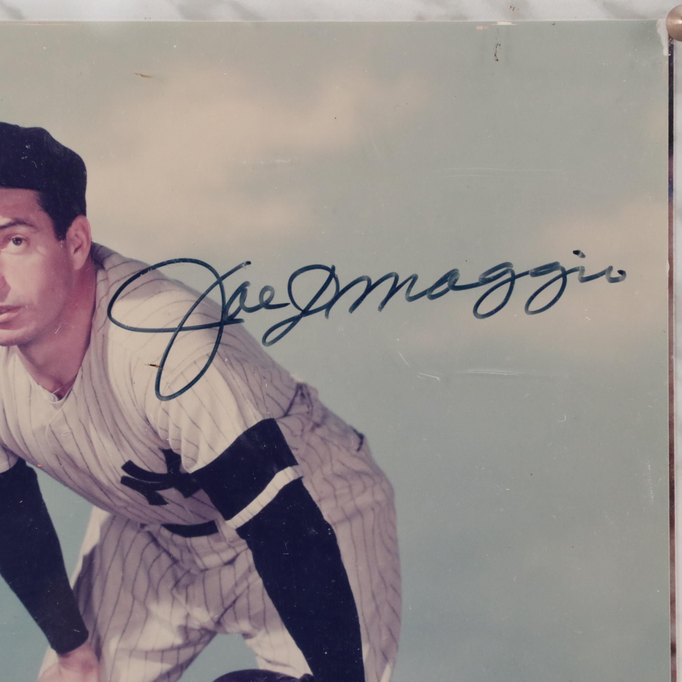 Joe DiMaggio Signed New York Yankees Print with Display