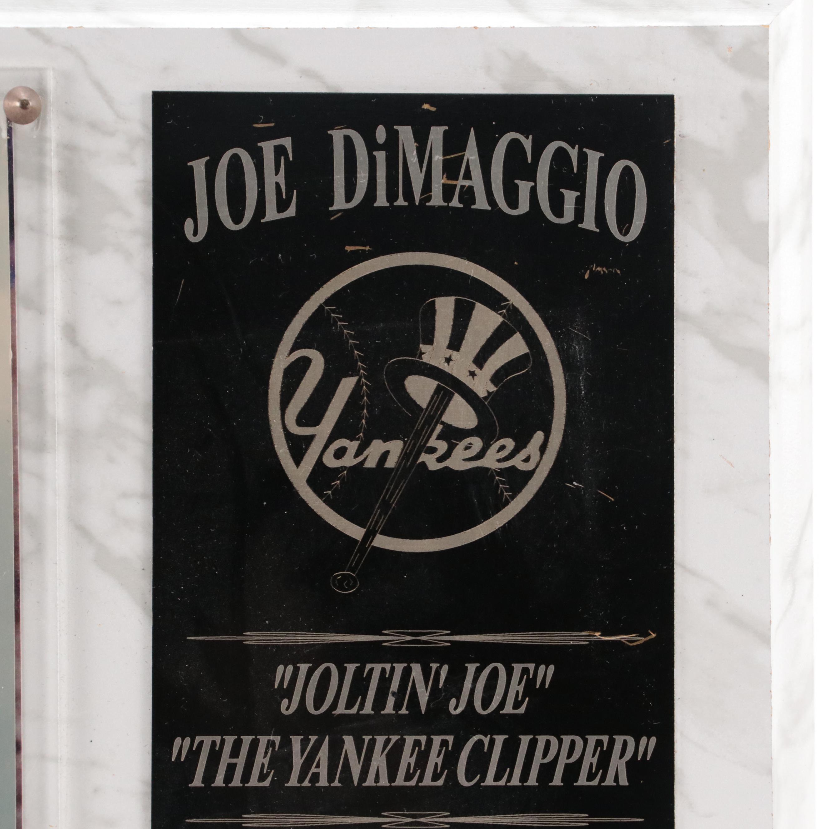 Joe DiMaggio Signed New York Yankees Print with Display