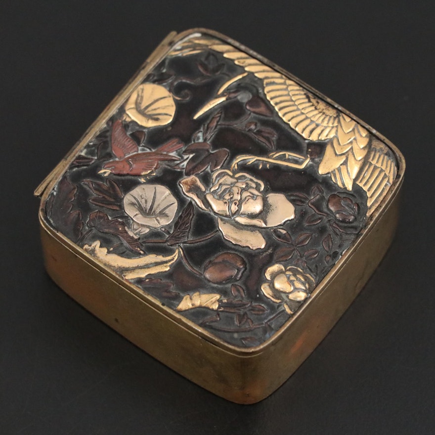 Antique Japanese Mixed Metal and Brass Make-Do Box