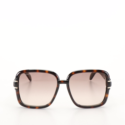 Gucci Havana Brown Oversized Sunglasses with Case