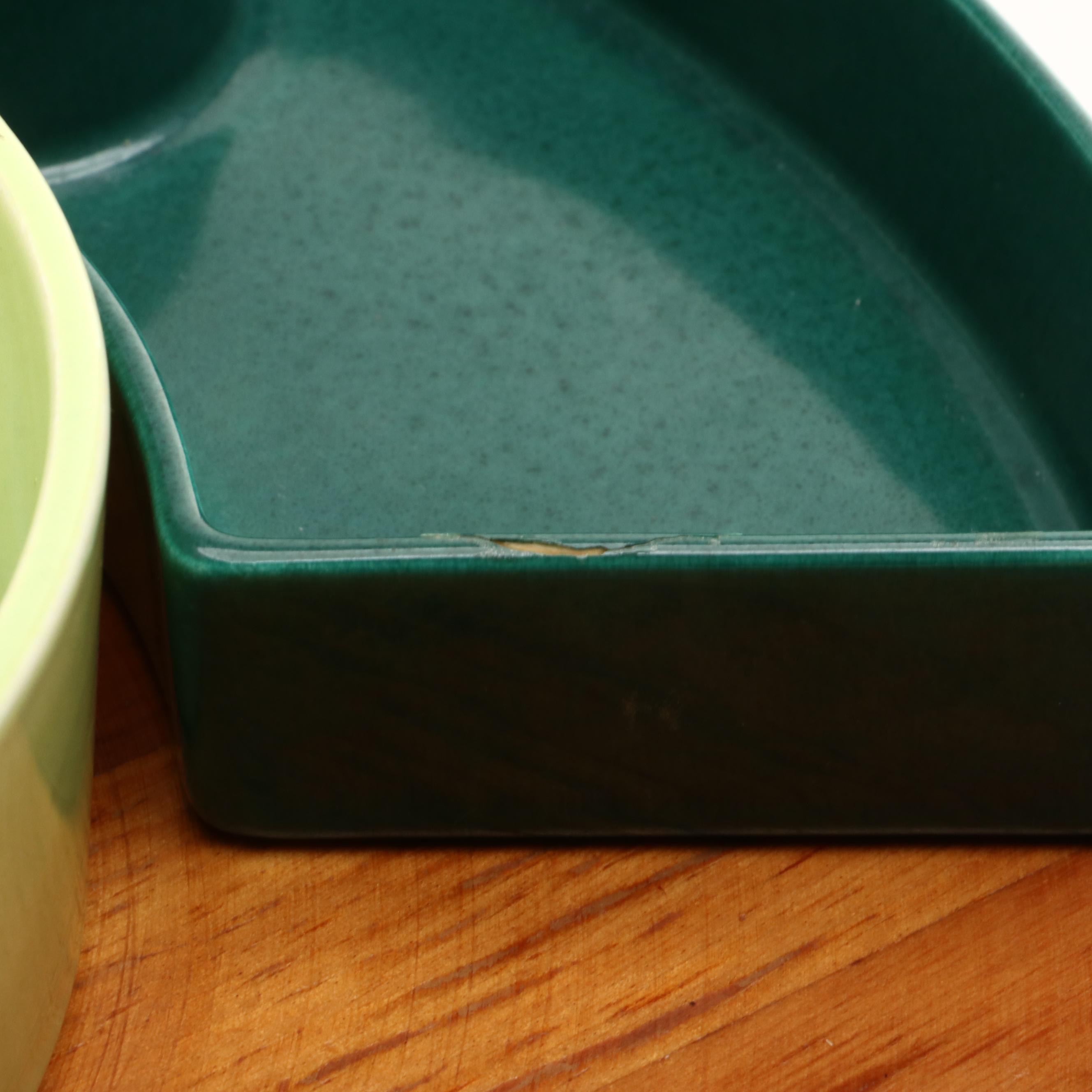 Glaze Ceramic Chip and Dip Set with Finished Wood Lazy Susan and More