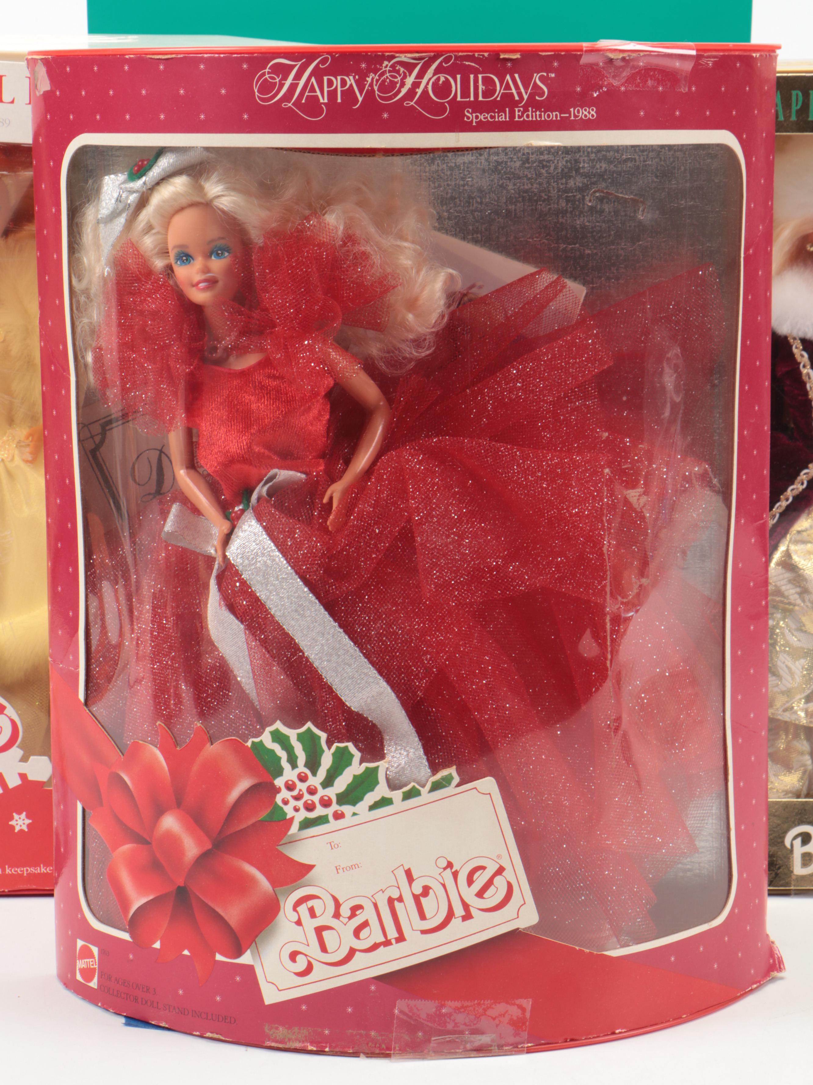 Mattel Special Edition "Happy Holidays" Barbie Dolls with More