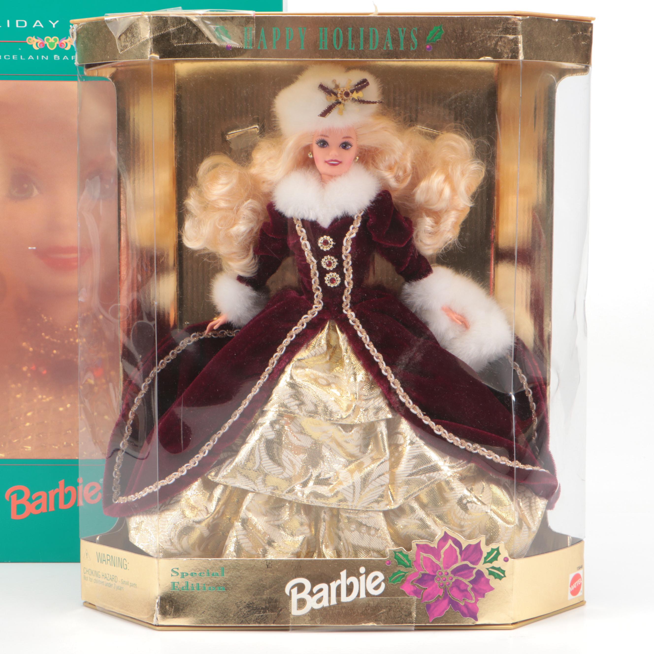 Mattel Special Edition "Happy Holidays" Barbie Dolls with More