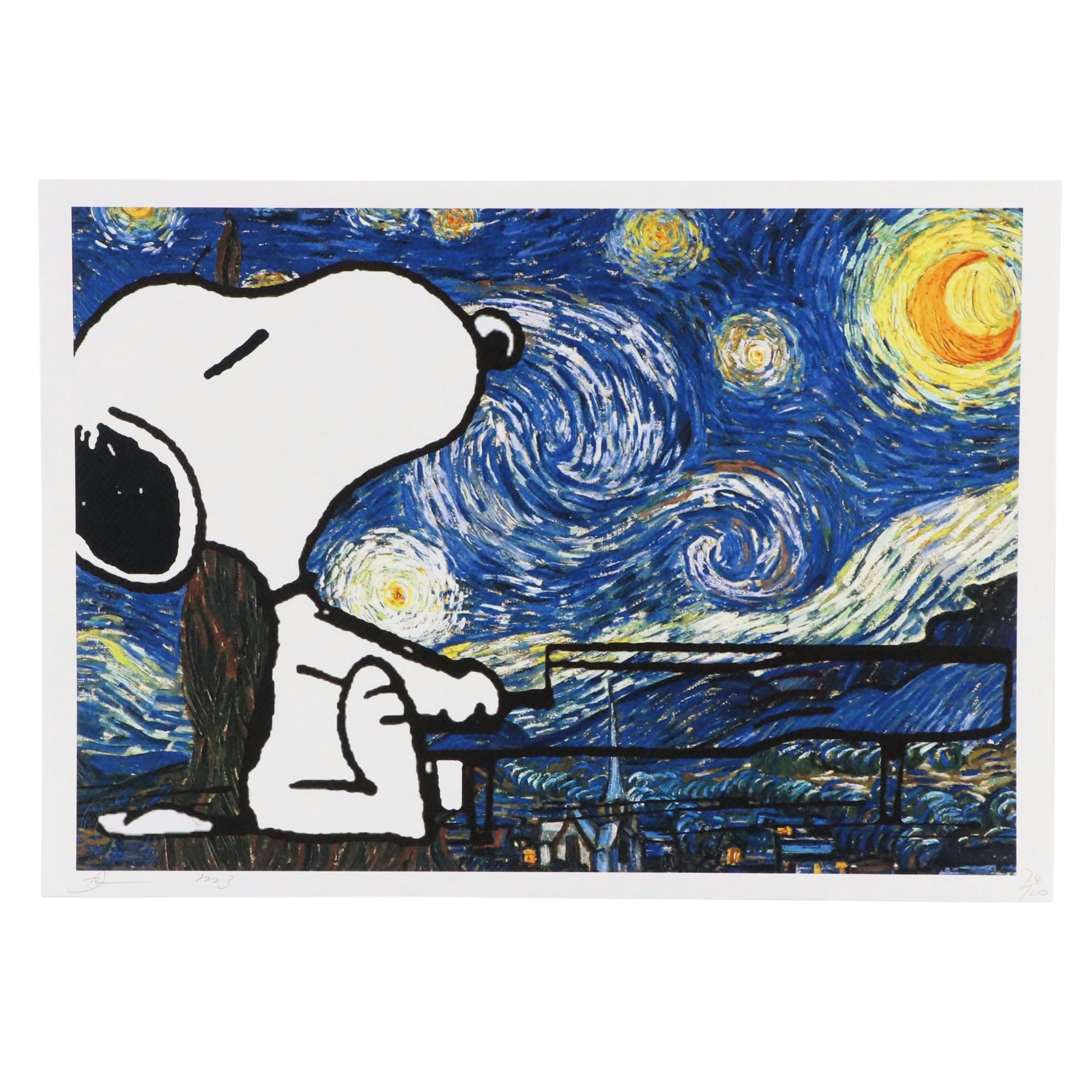 Death NYC Pop Art Graphic Print of Snoopy x Van Gogh, 2023
