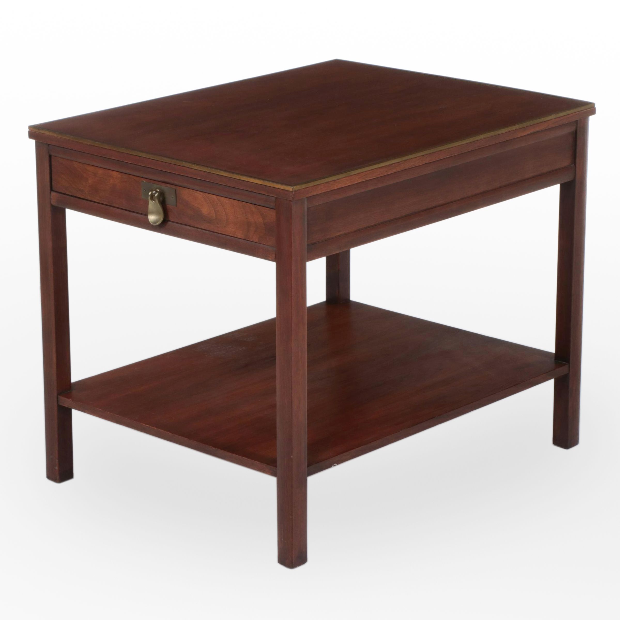 Grand Rapids Furniture Co. Mid Century Modern Walnut and Brass Side Table