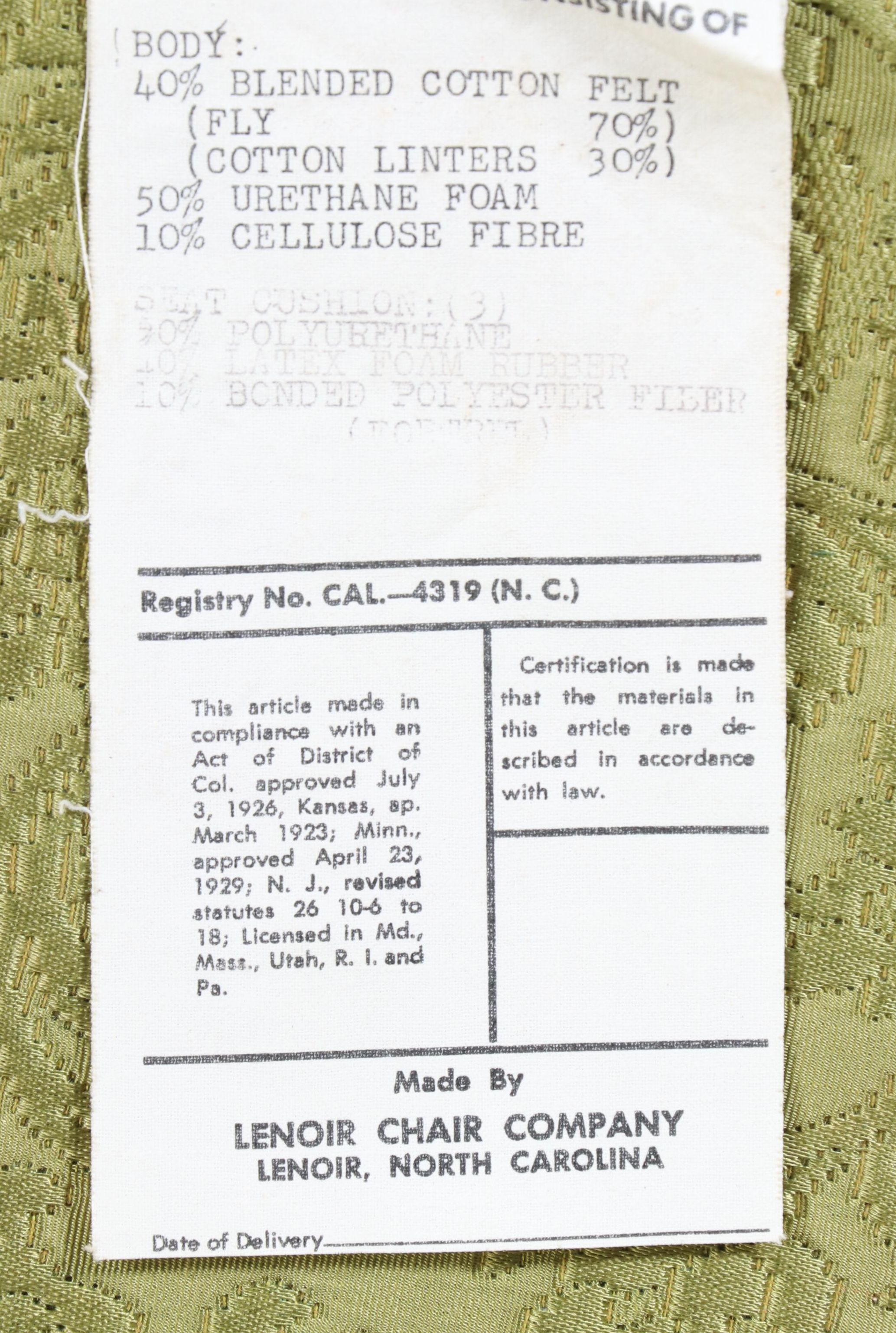 Lenoir Chair Company Upholstered Sofa and Armchair, Mid to Late 20th Century