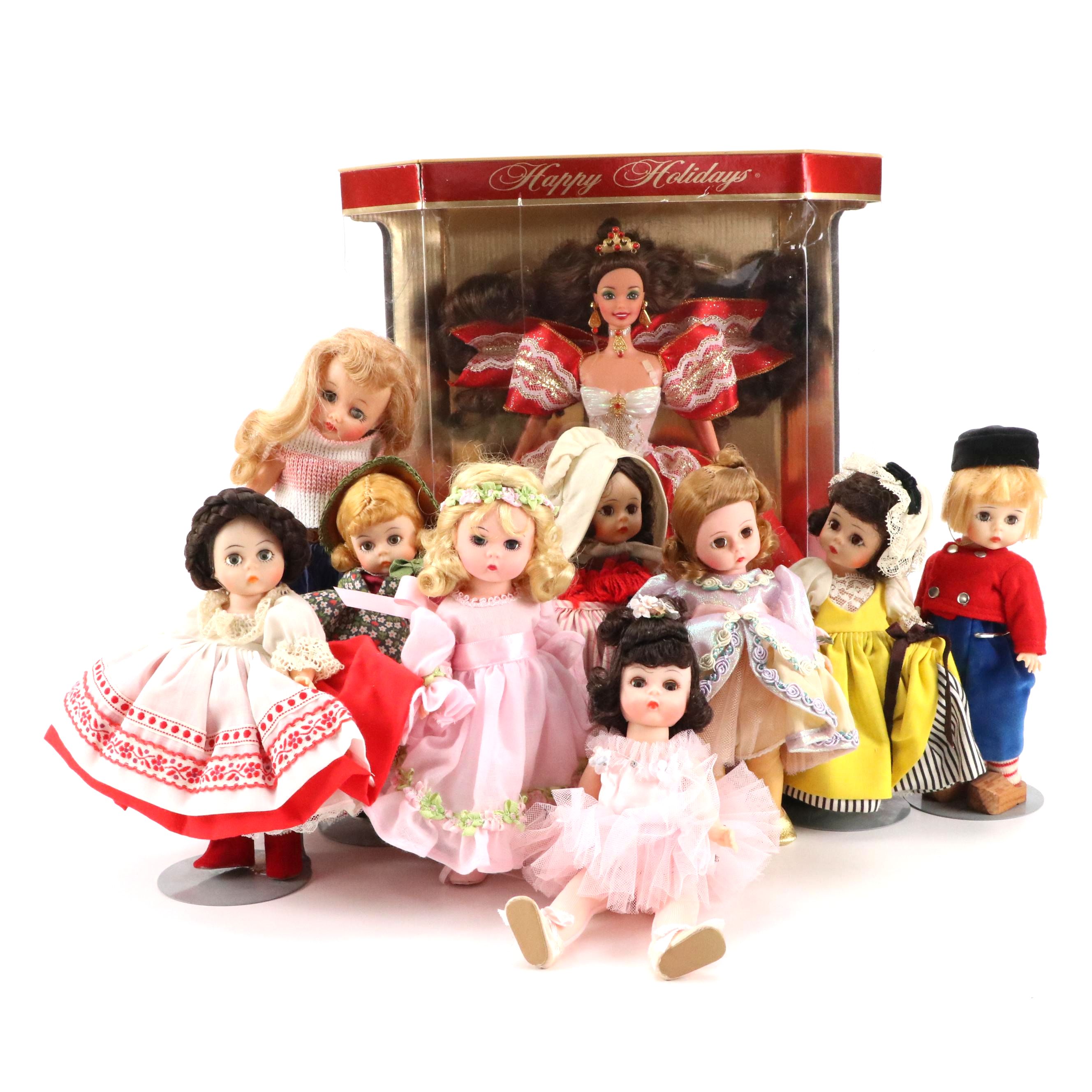 Mattel Happy Holidays Barbie with Madame Alexander and Ideal Dolls