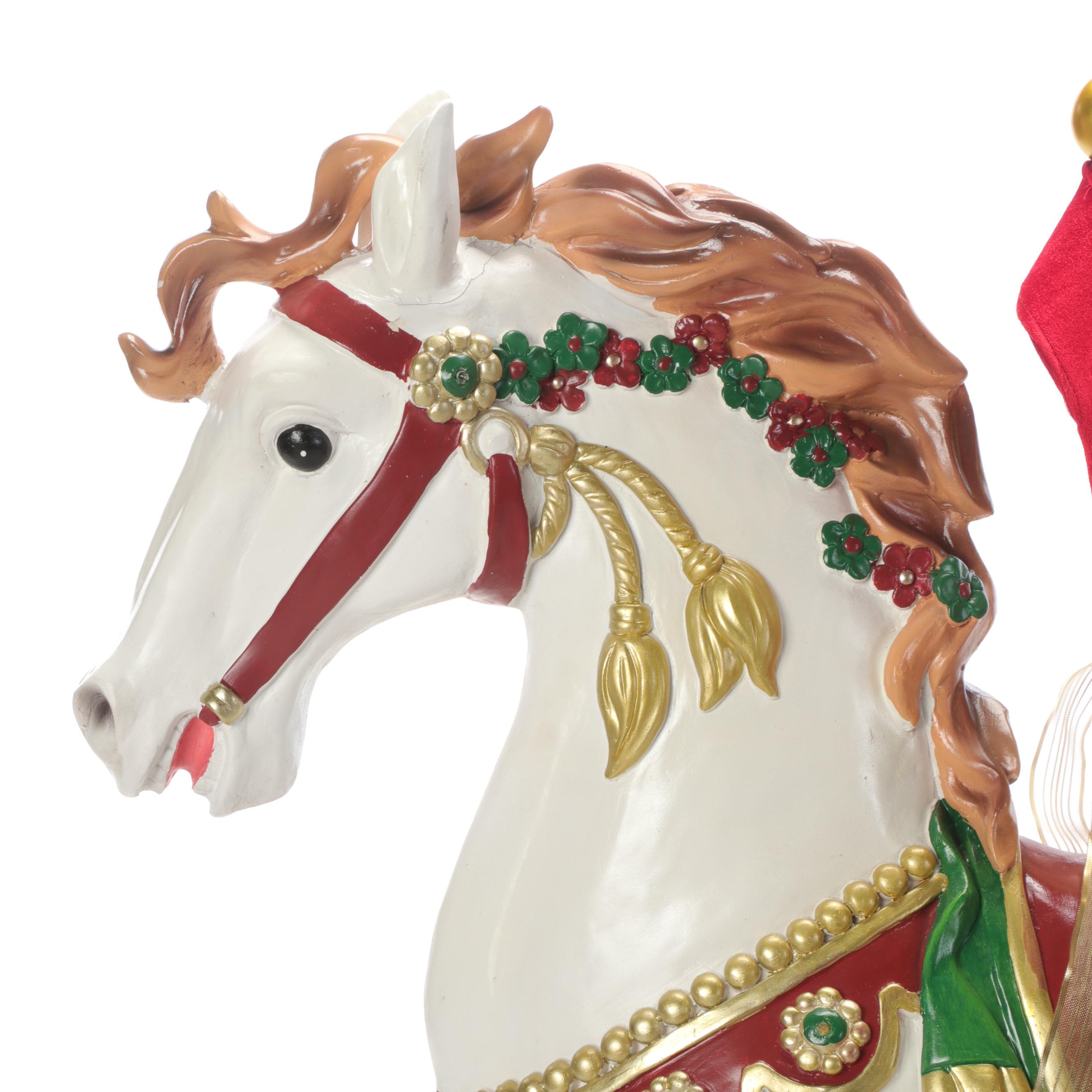 Cast Resin Christmas Carousel Horse Illuminating Outdoor Figurine