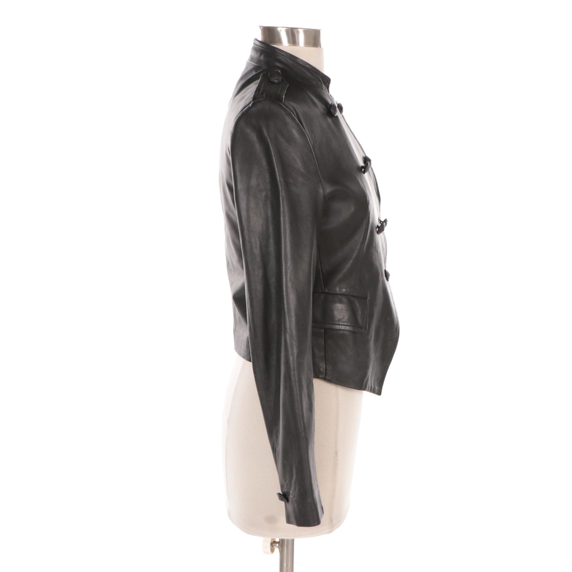 Boy. Band of Outsiders Military Style Cropped Leather Jacket