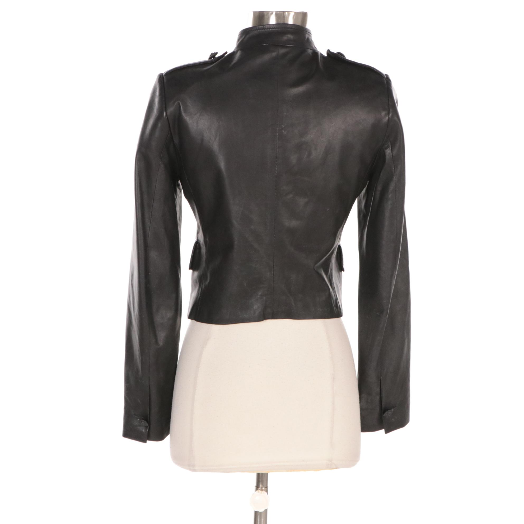 Boy. Band of Outsiders Military Style Cropped Leather Jacket