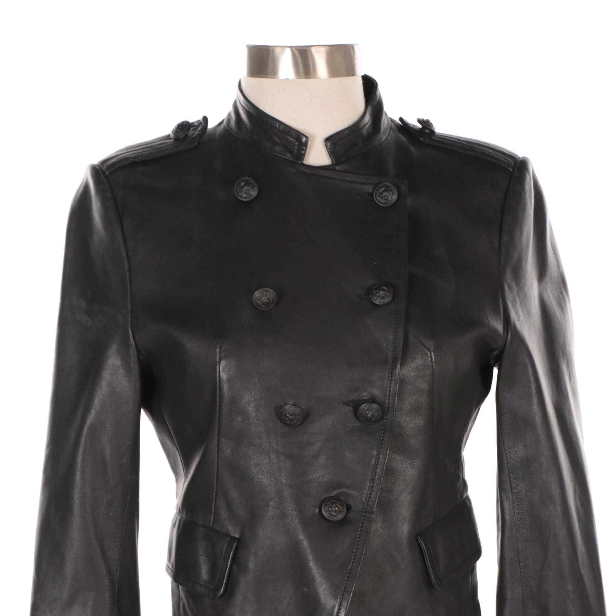 Boy. Band of Outsiders Military Style Cropped Leather Jacket