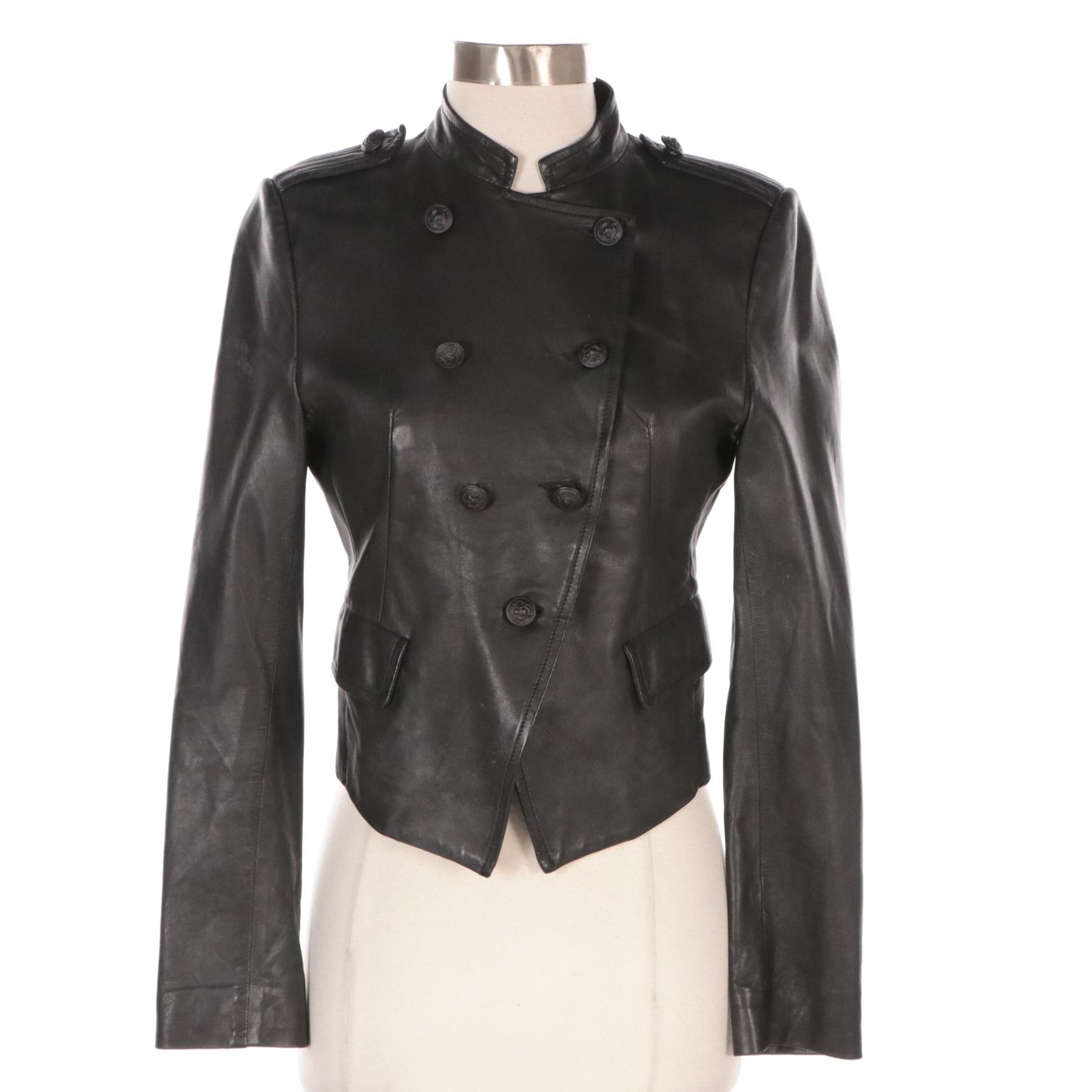 Boy. Band of Outsiders Military Style Cropped Leather Jacket