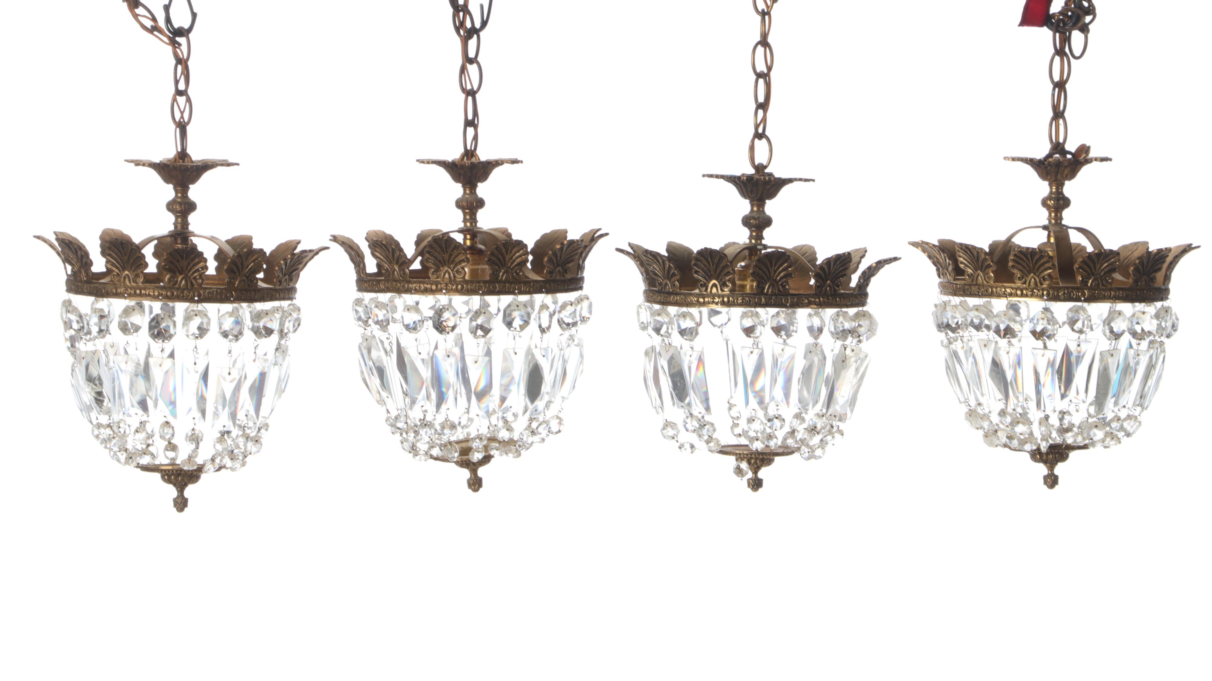 French Crown Crystal Basket Pendant Lights