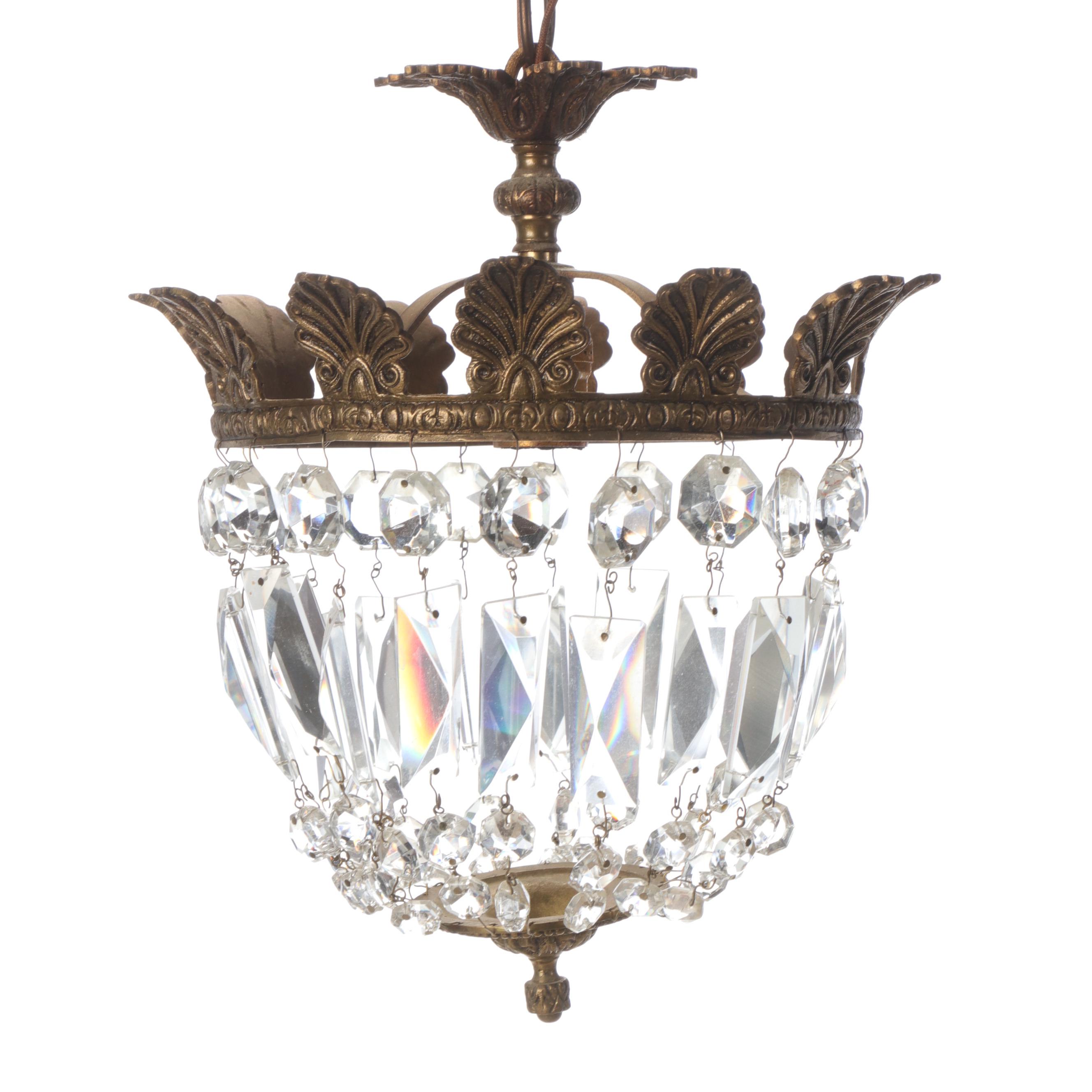 French Crown Crystal Basket Pendant Lights