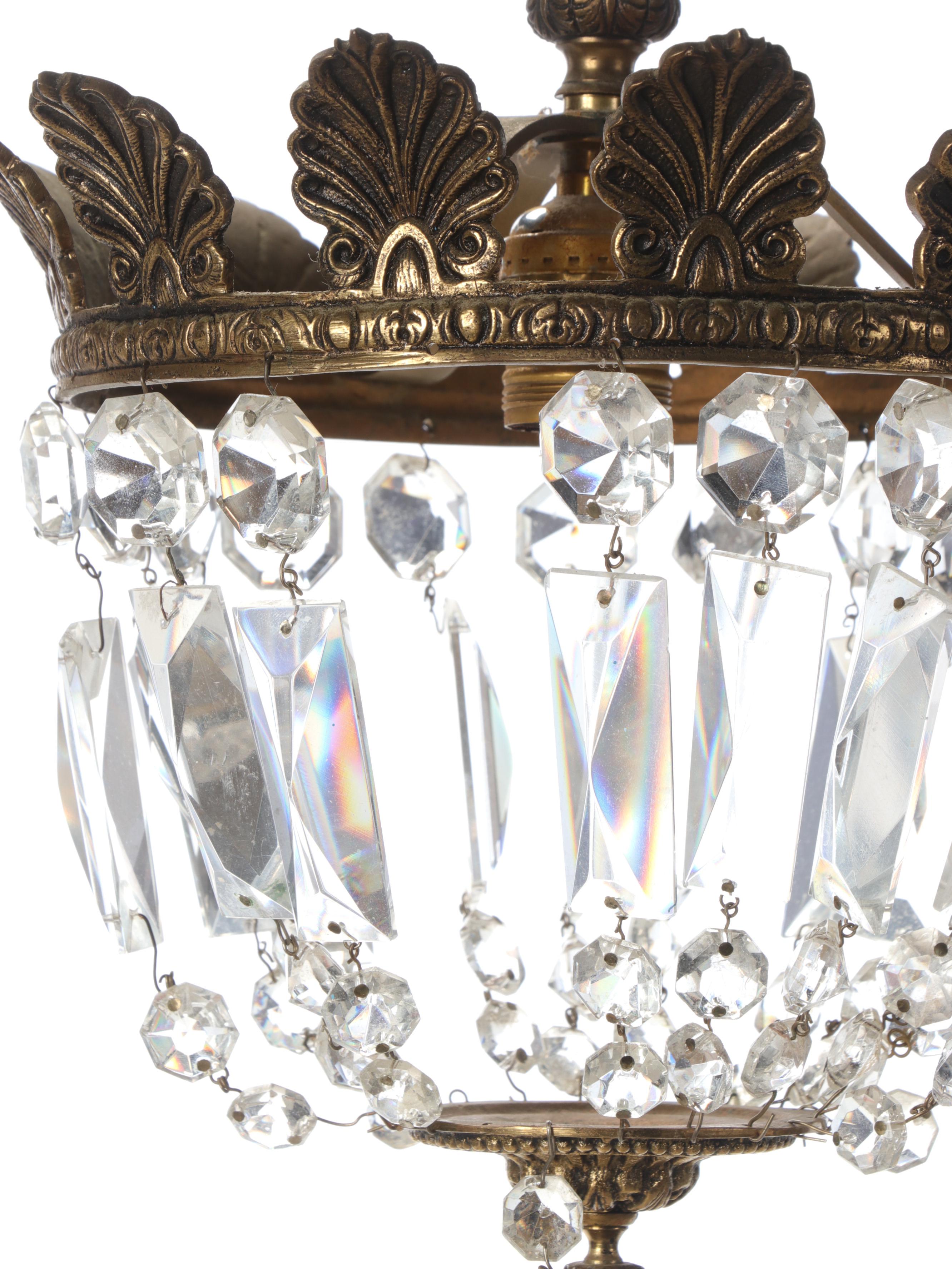 French Crown Crystal Basket Pendant Lights