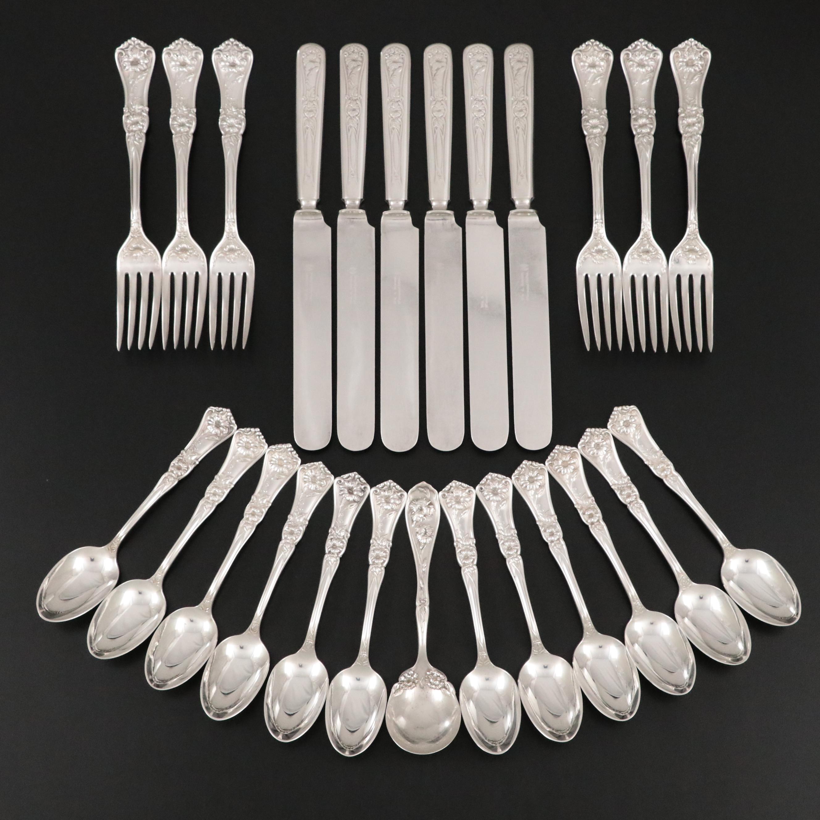 Wm. A Rogers "Carnation" Silver Plate Sugar Spoon & Other Silver Plate Flatware