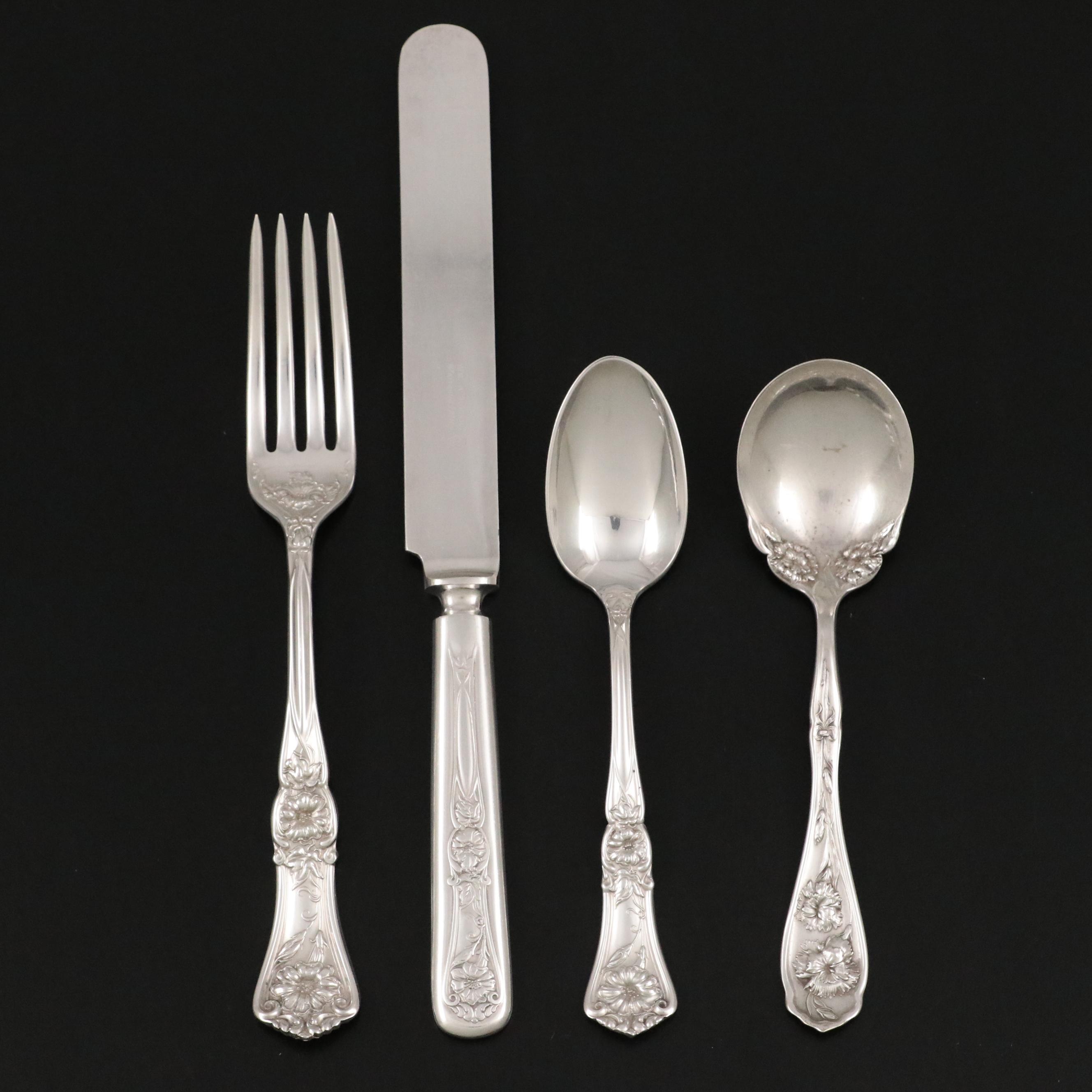 Wm. A Rogers "Carnation" Silver Plate Sugar Spoon & Other Silver Plate Flatware