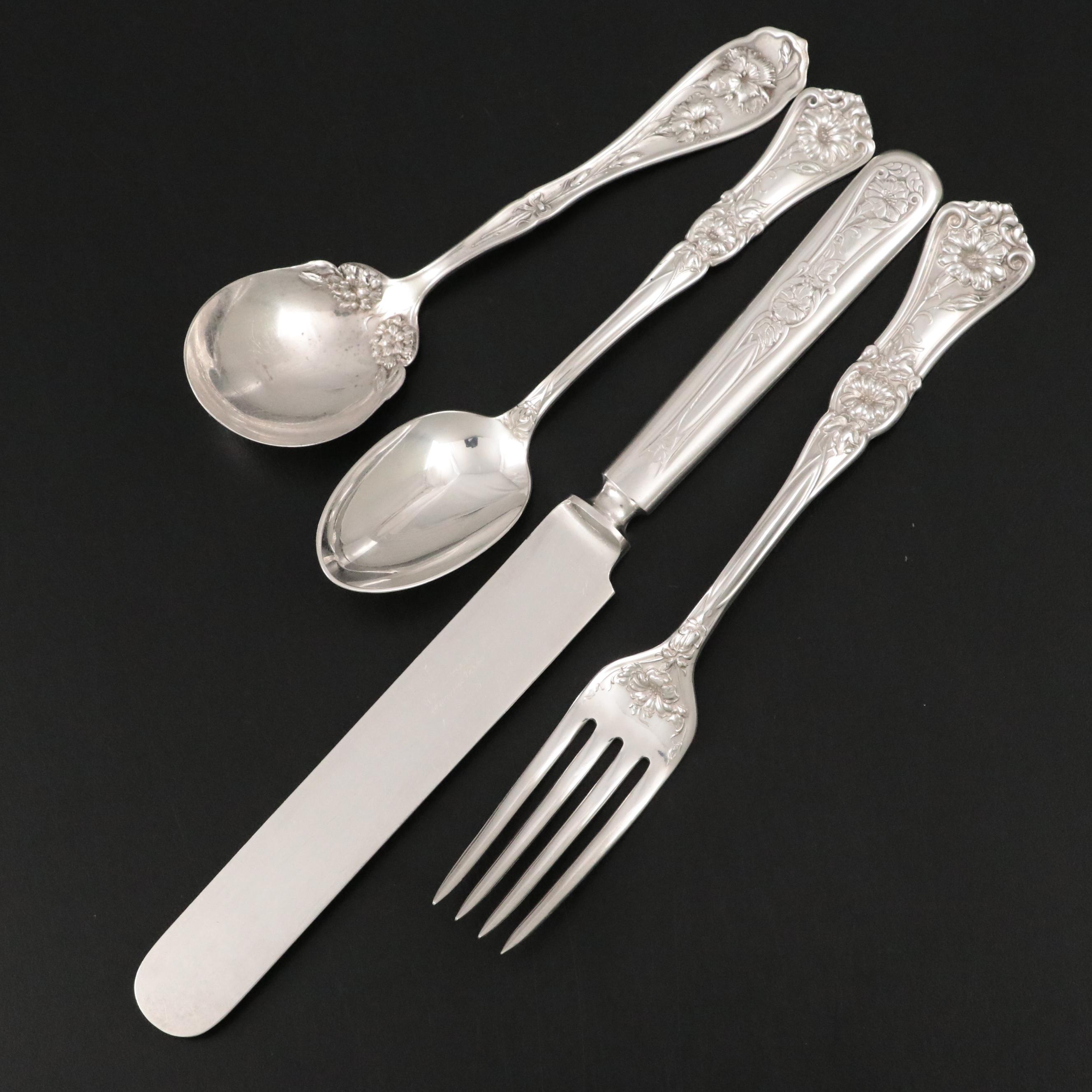 Wm. A Rogers "Carnation" Silver Plate Sugar Spoon & Other Silver Plate Flatware