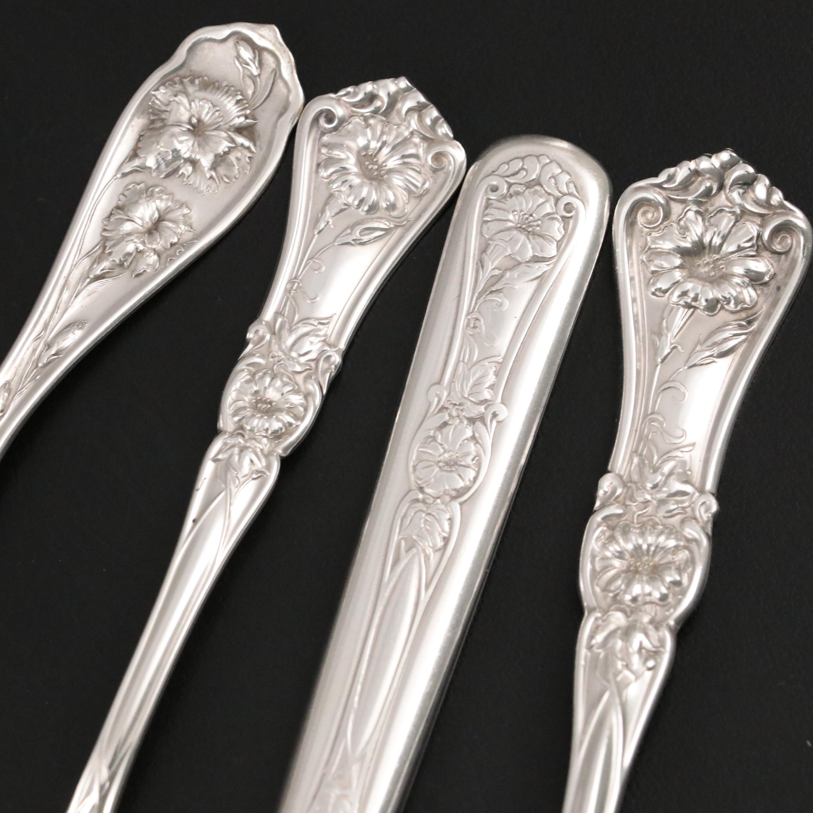 Wm. A Rogers "Carnation" Silver Plate Sugar Spoon & Other Silver Plate Flatware