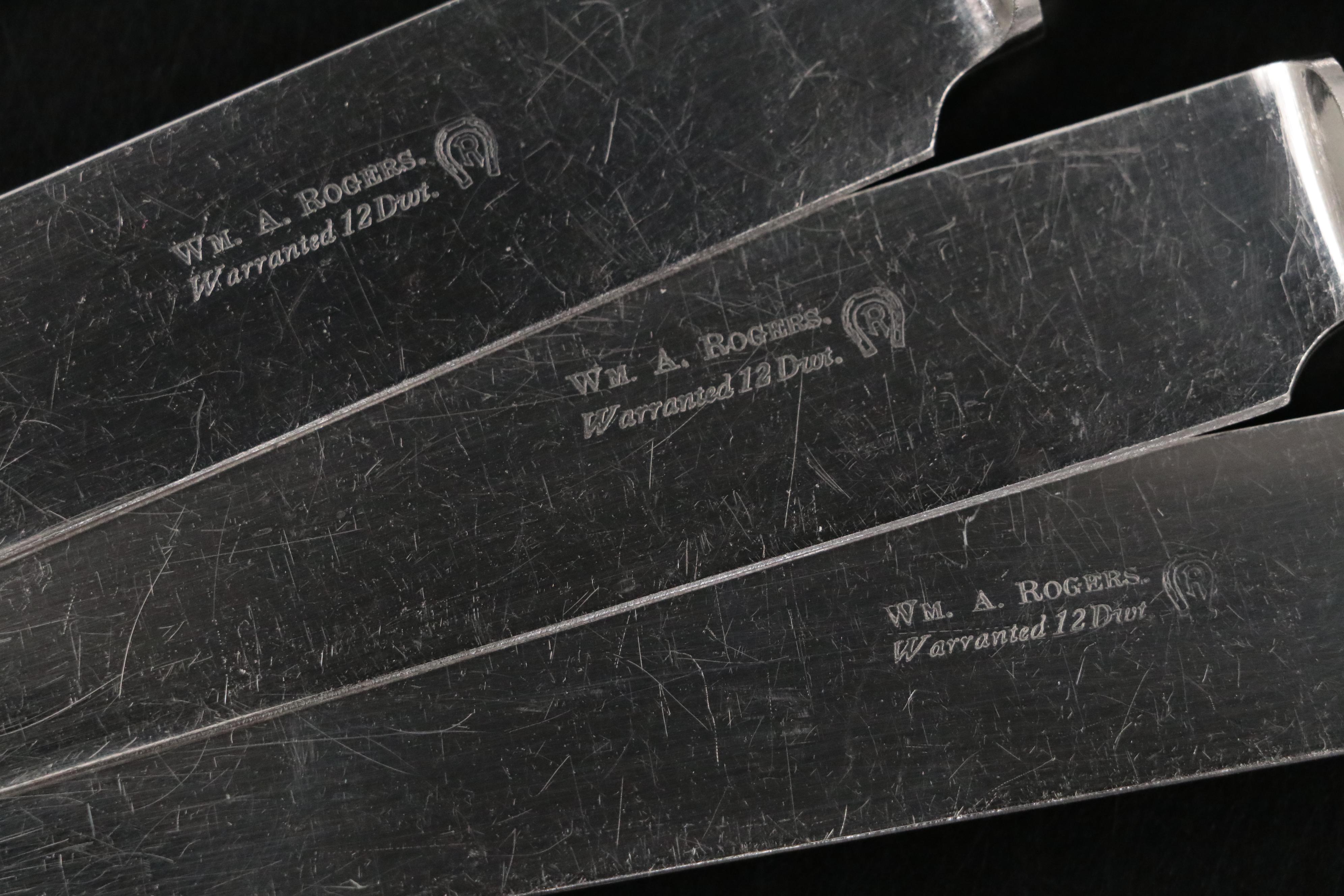 Wm. A Rogers "Carnation" Silver Plate Sugar Spoon & Other Silver Plate Flatware