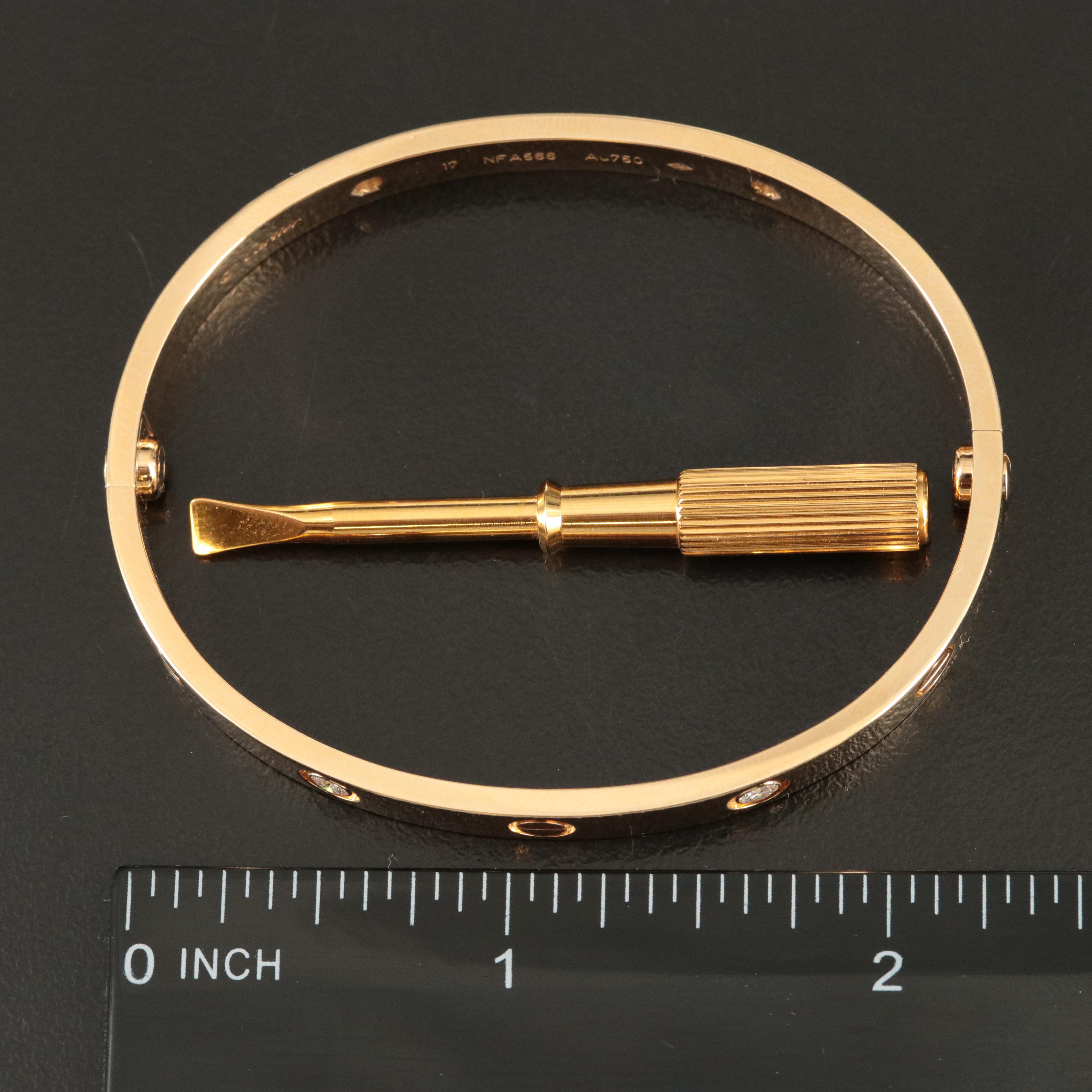 Cartier 18K LOVE Bracelet 4 Diamonds, 0.42 CTW