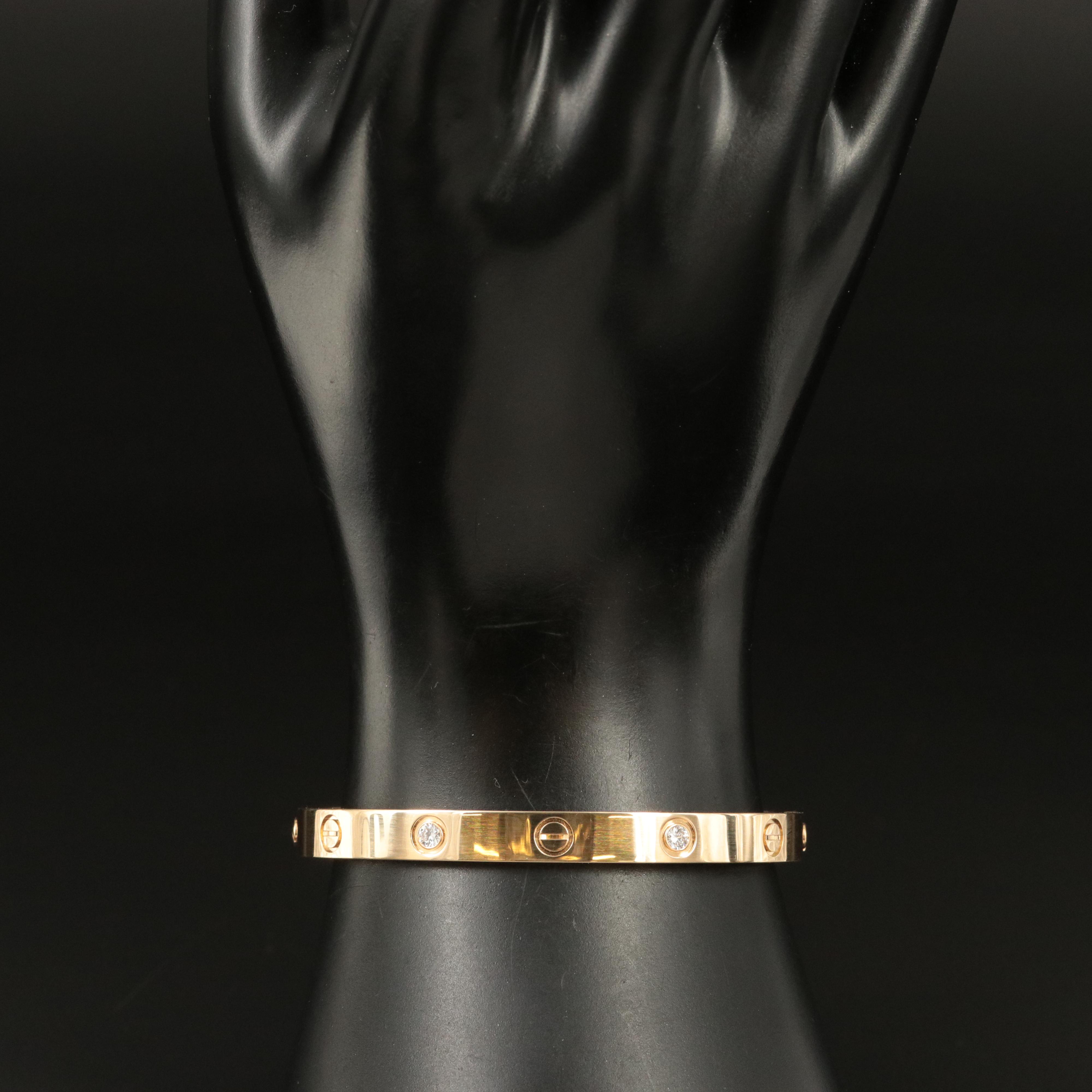 Cartier 18K LOVE Bracelet 4 Diamonds, 0.42 CTW