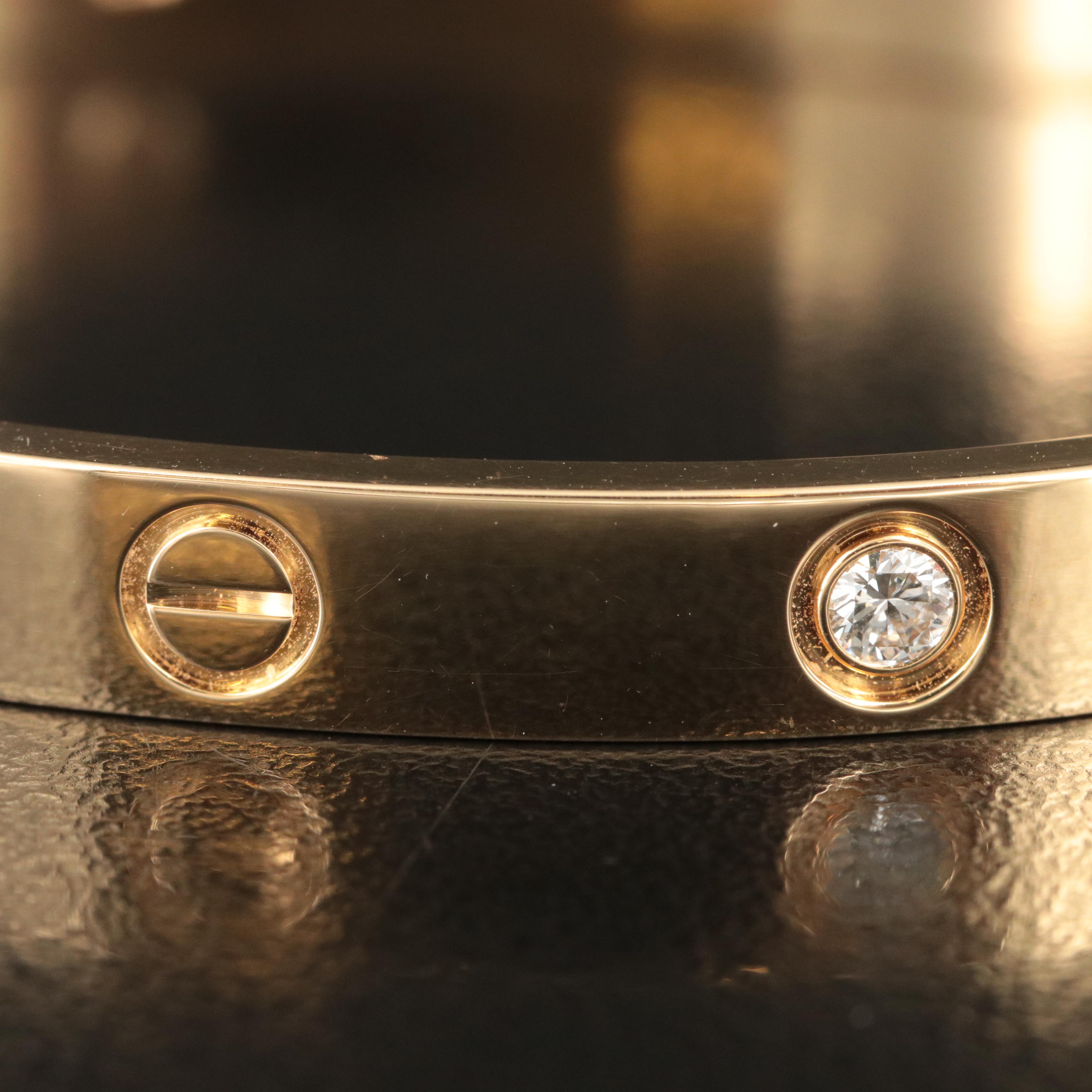 Cartier 18K LOVE Bracelet 4 Diamonds, 0.42 CTW