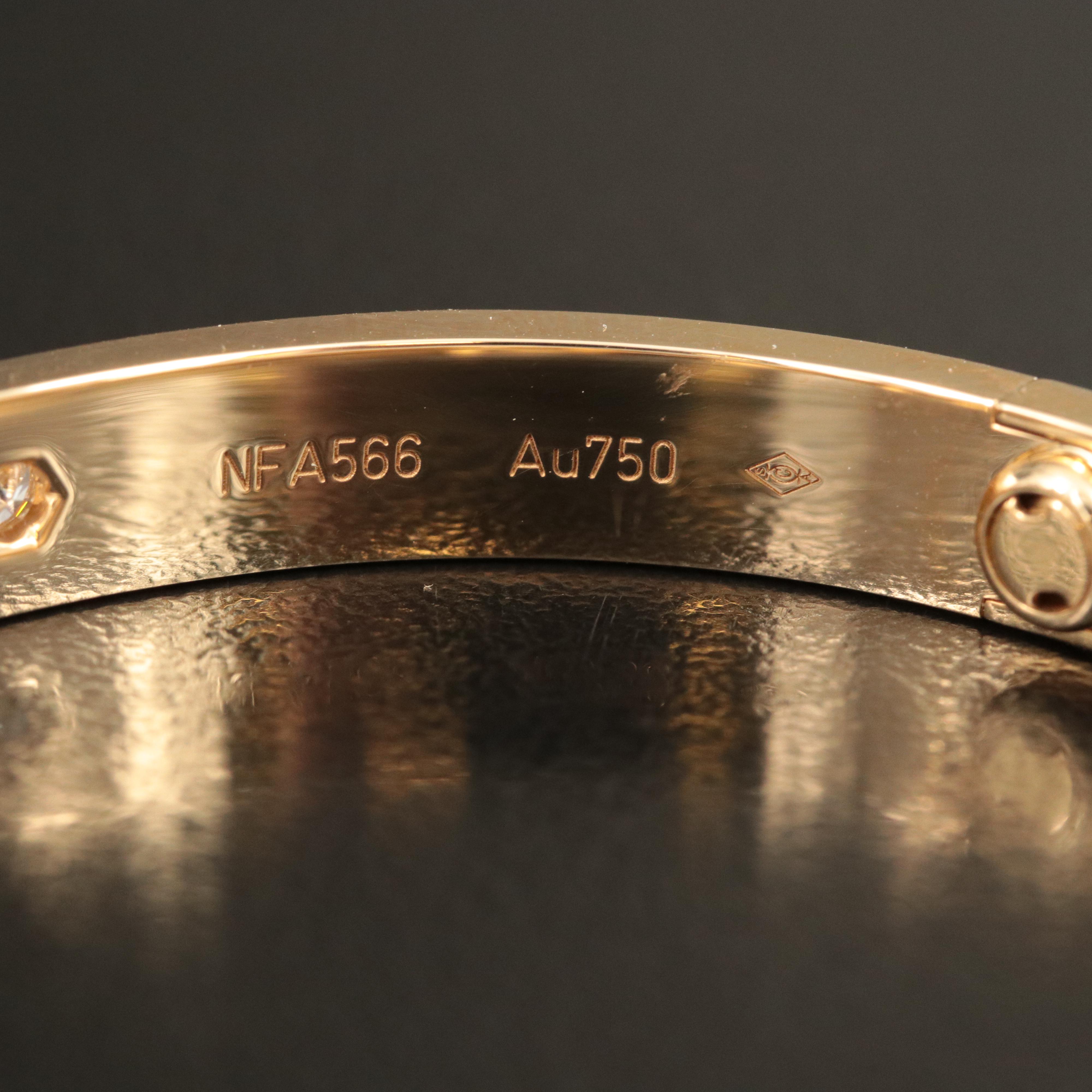 Cartier 18K LOVE Bracelet 4 Diamonds, 0.42 CTW