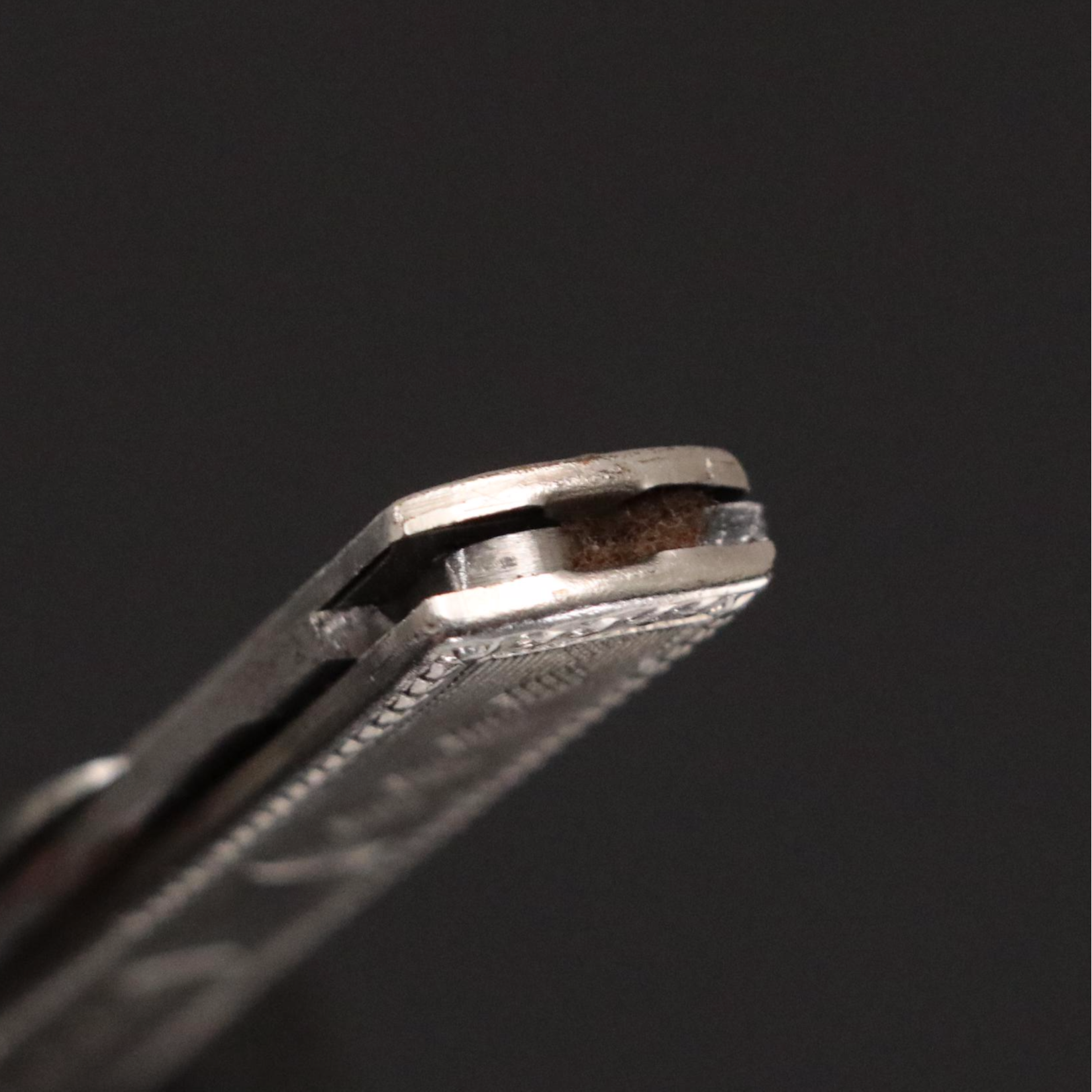 Art Deco Style Rolled Silver Tone Metal Pocket Knife