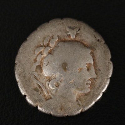 Ancient Roman Republic AR Serrate Denarius Coin of A. Postumius, ca. 81 B.C.