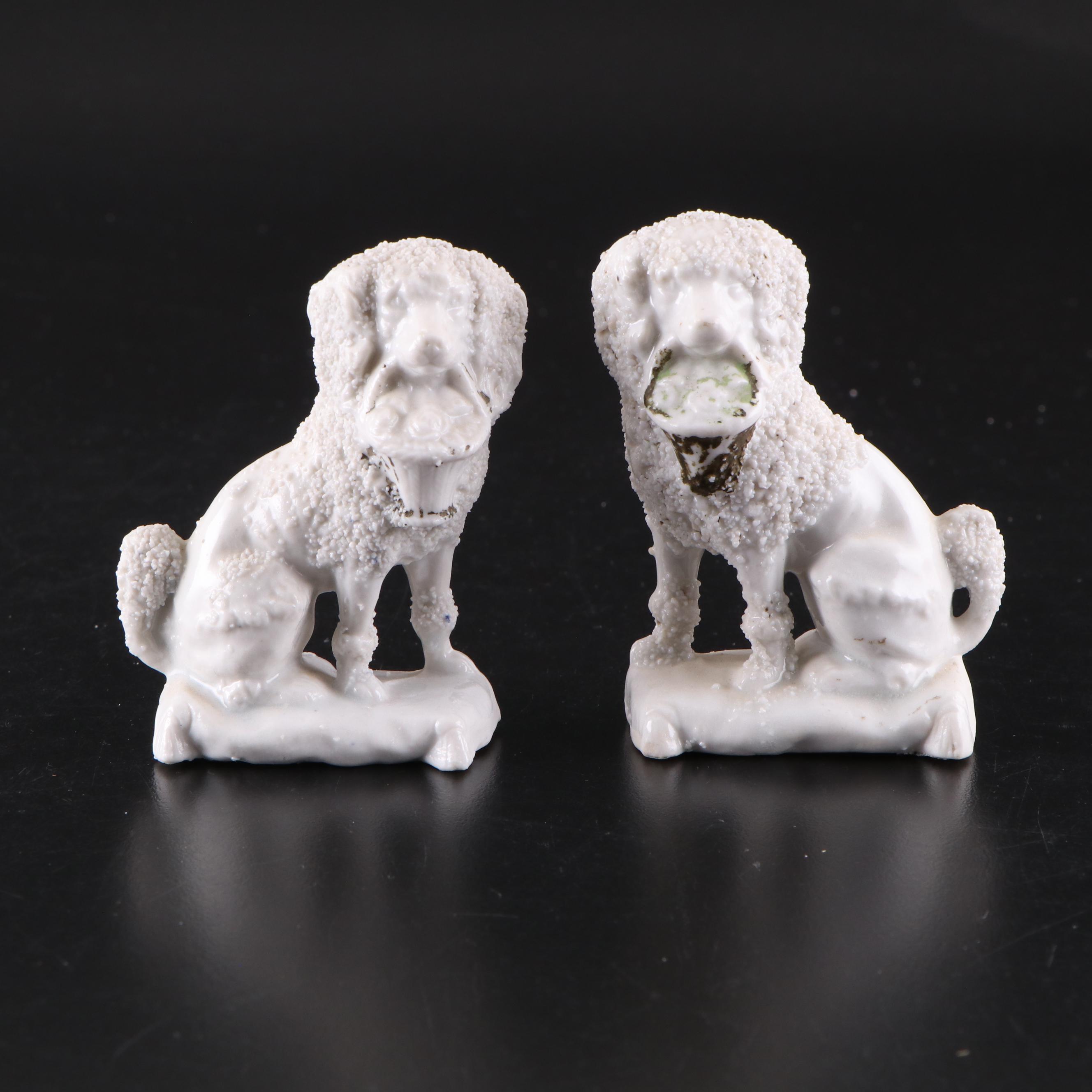 Porcelain Poodle Figurines with Ceramic Sitting Dog Figurine