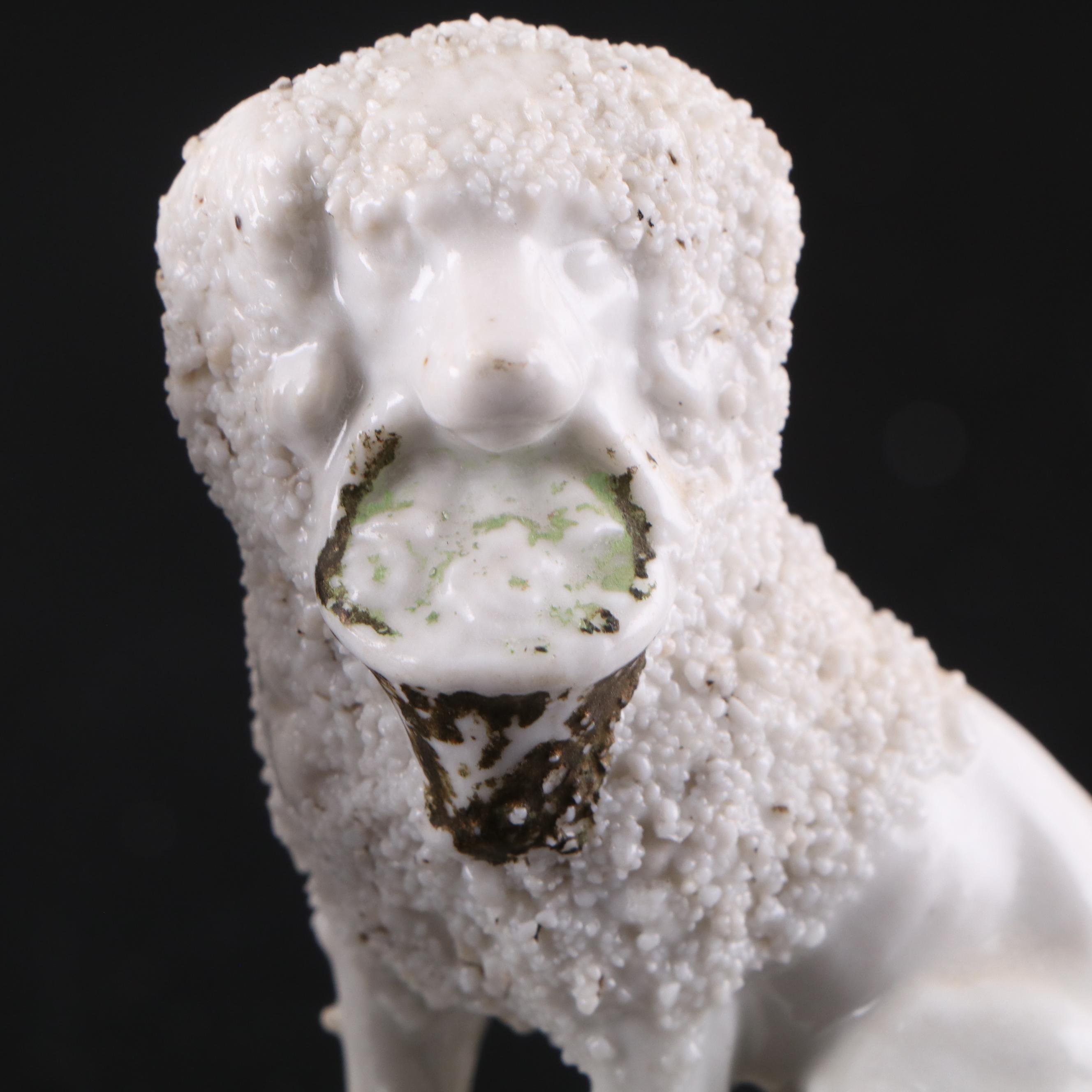 Porcelain Poodle Figurines with Ceramic Sitting Dog Figurine