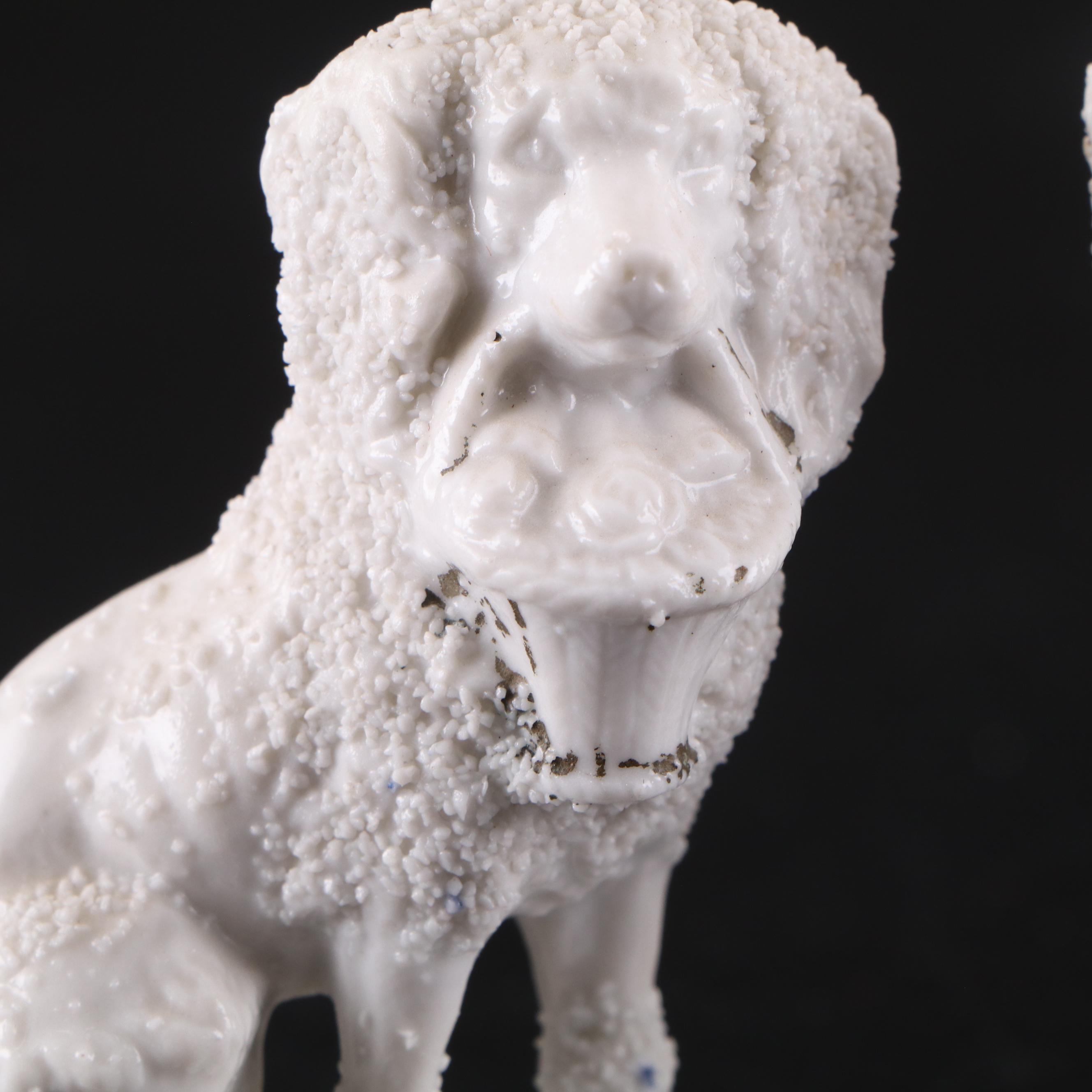 Porcelain Poodle Figurines with Ceramic Sitting Dog Figurine