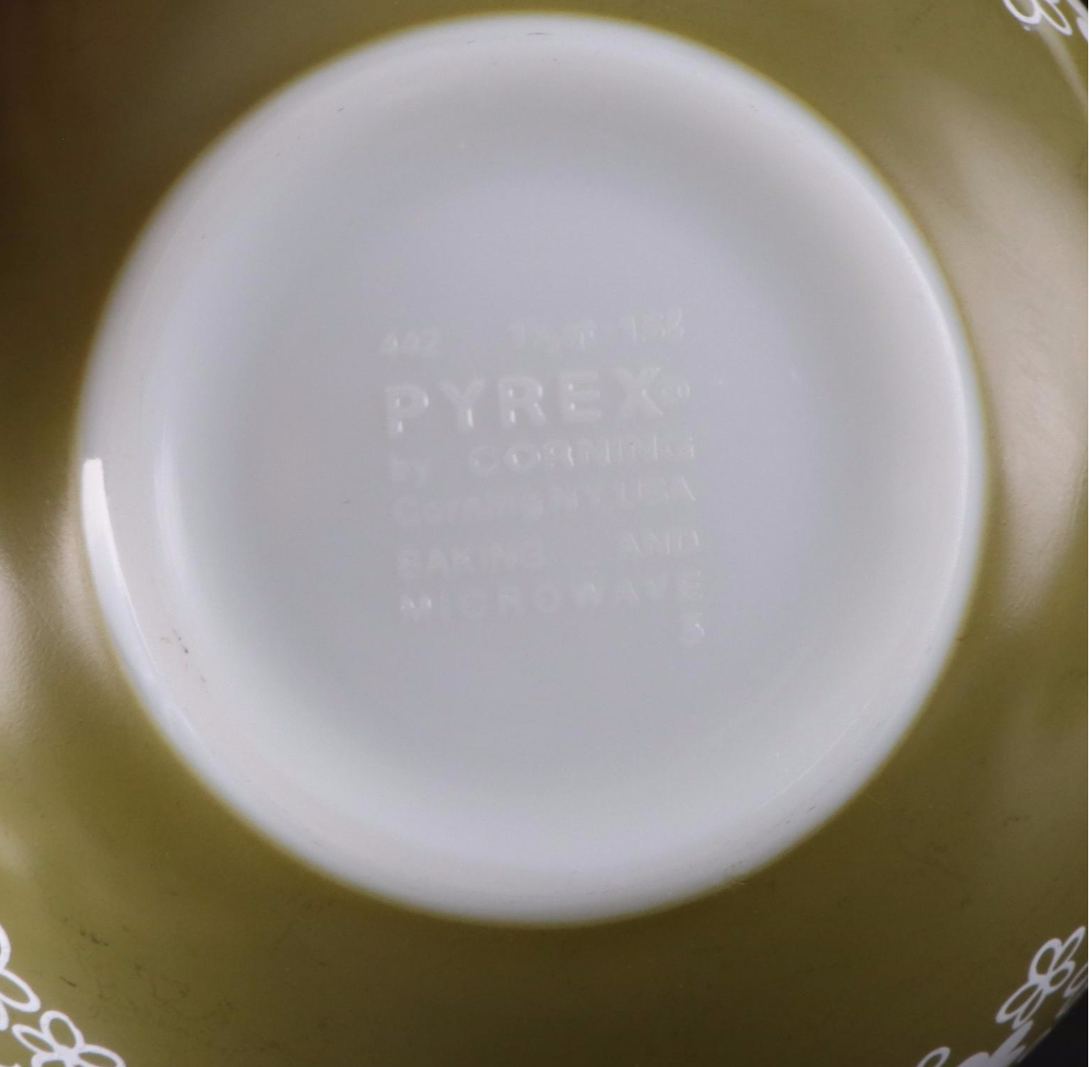 Pyrex "Spring Blossom" Milk Glass Cinderella Mixing Bowls, Mid to Late 20th C.