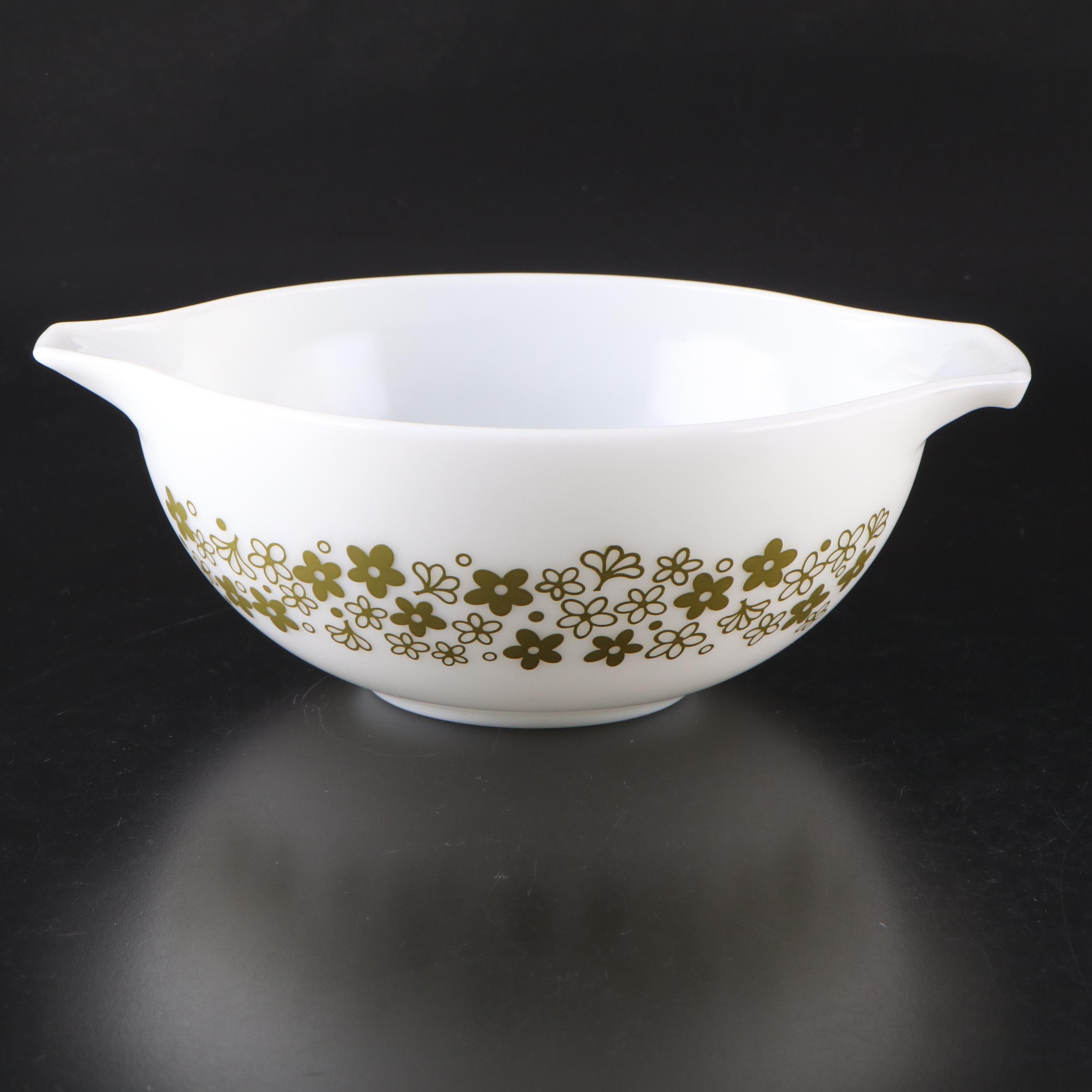 Pyrex "Spring Blossom" Milk Glass Cinderella Mixing Bowls, Mid to Late 20th C.