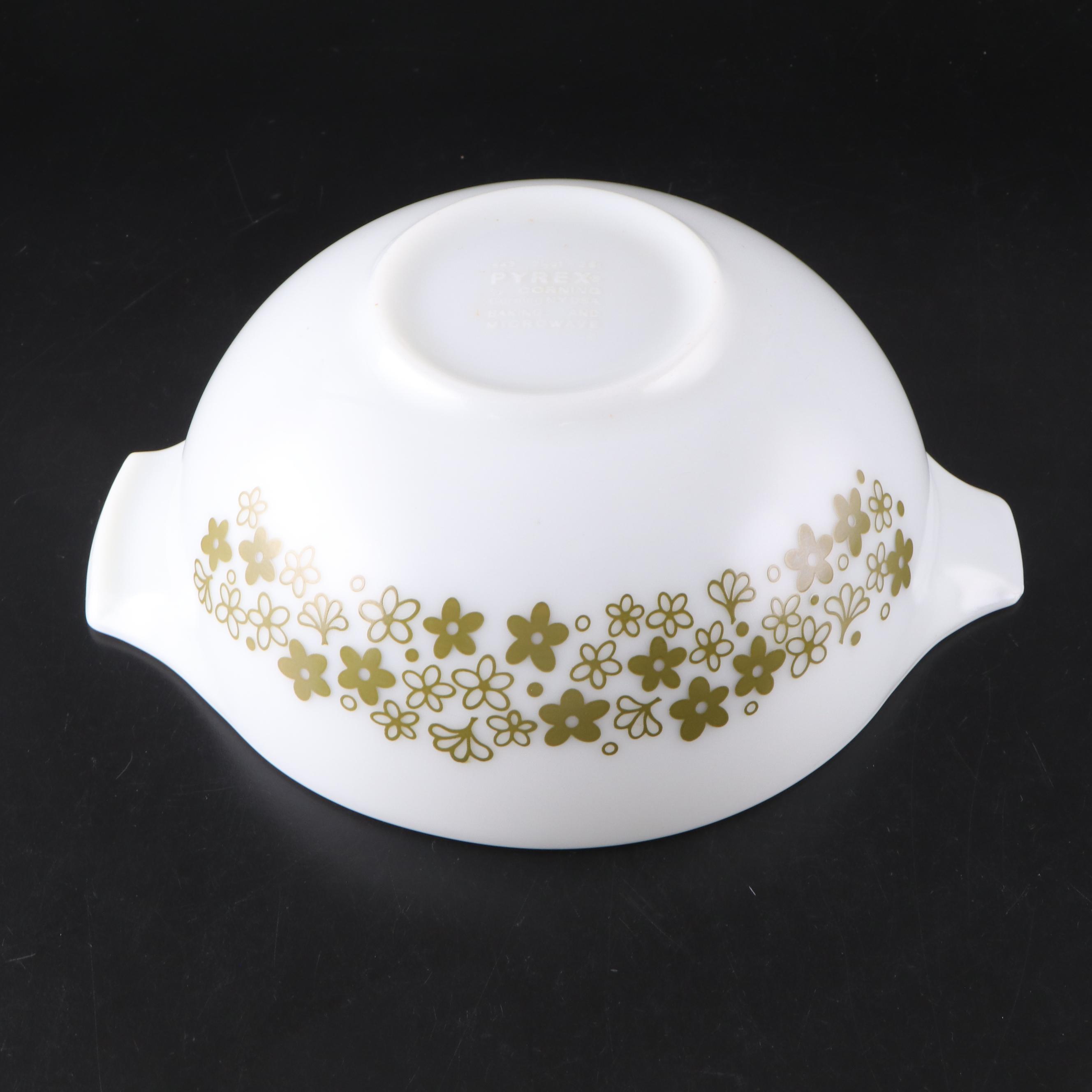 Pyrex "Spring Blossom" Milk Glass Cinderella Mixing Bowls, Mid to Late 20th C.