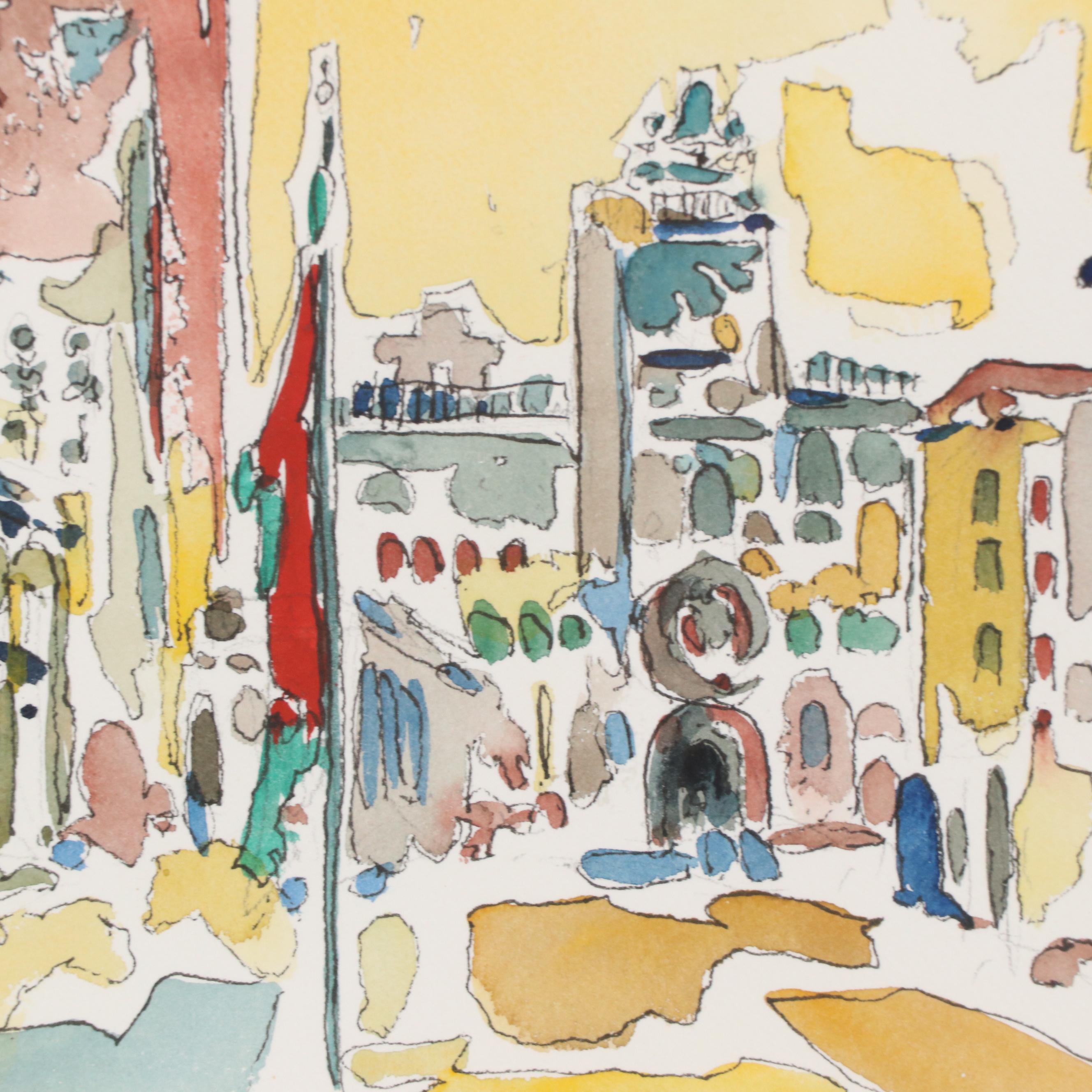 Brother Cletus Ink and Watercolor Painting "Venice, Italy"