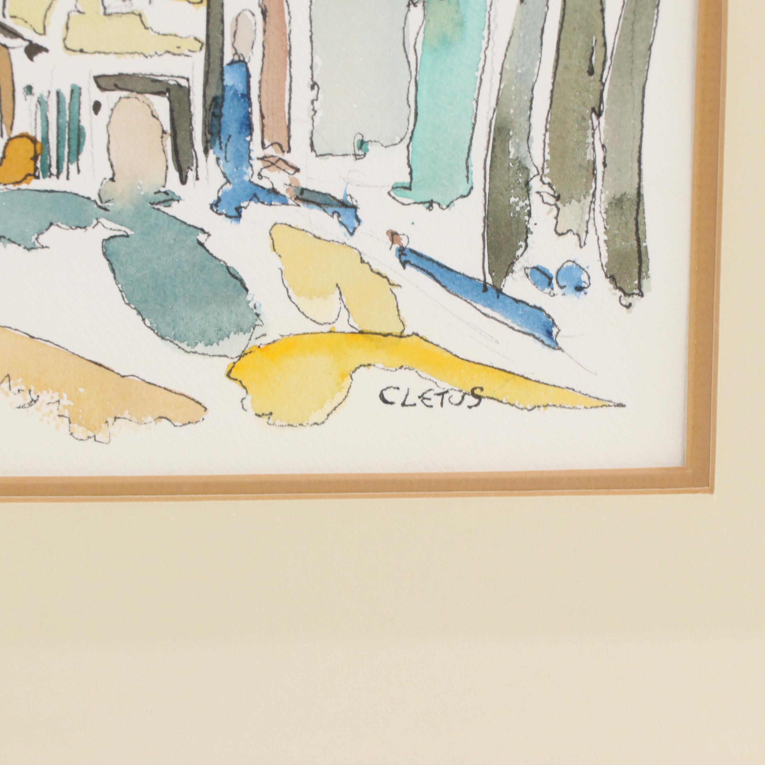 Brother Cletus Ink and Watercolor Painting "Venice, Italy"