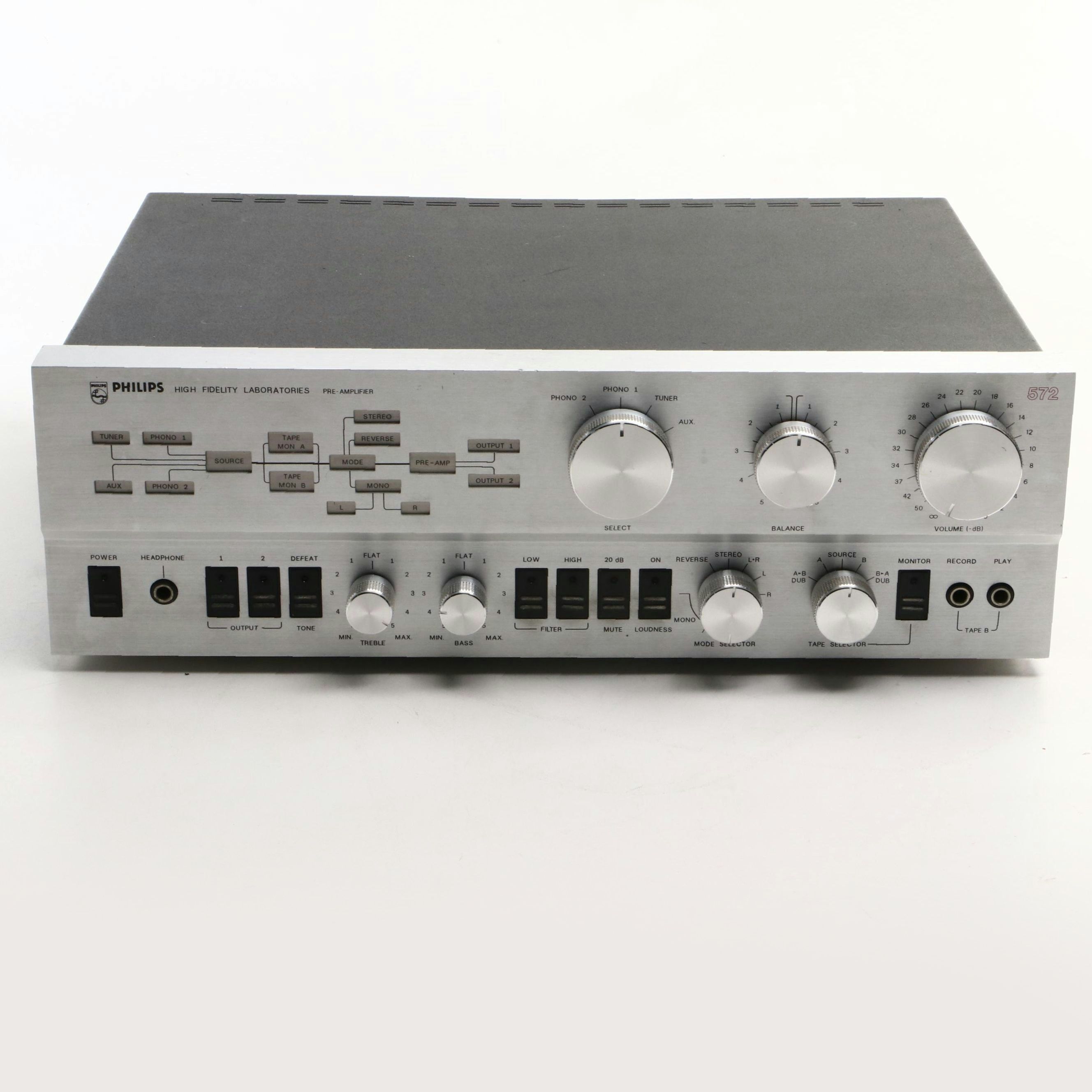 Philips High Fidelity Laboratories Model 572 Pre-Amplifier, 1978