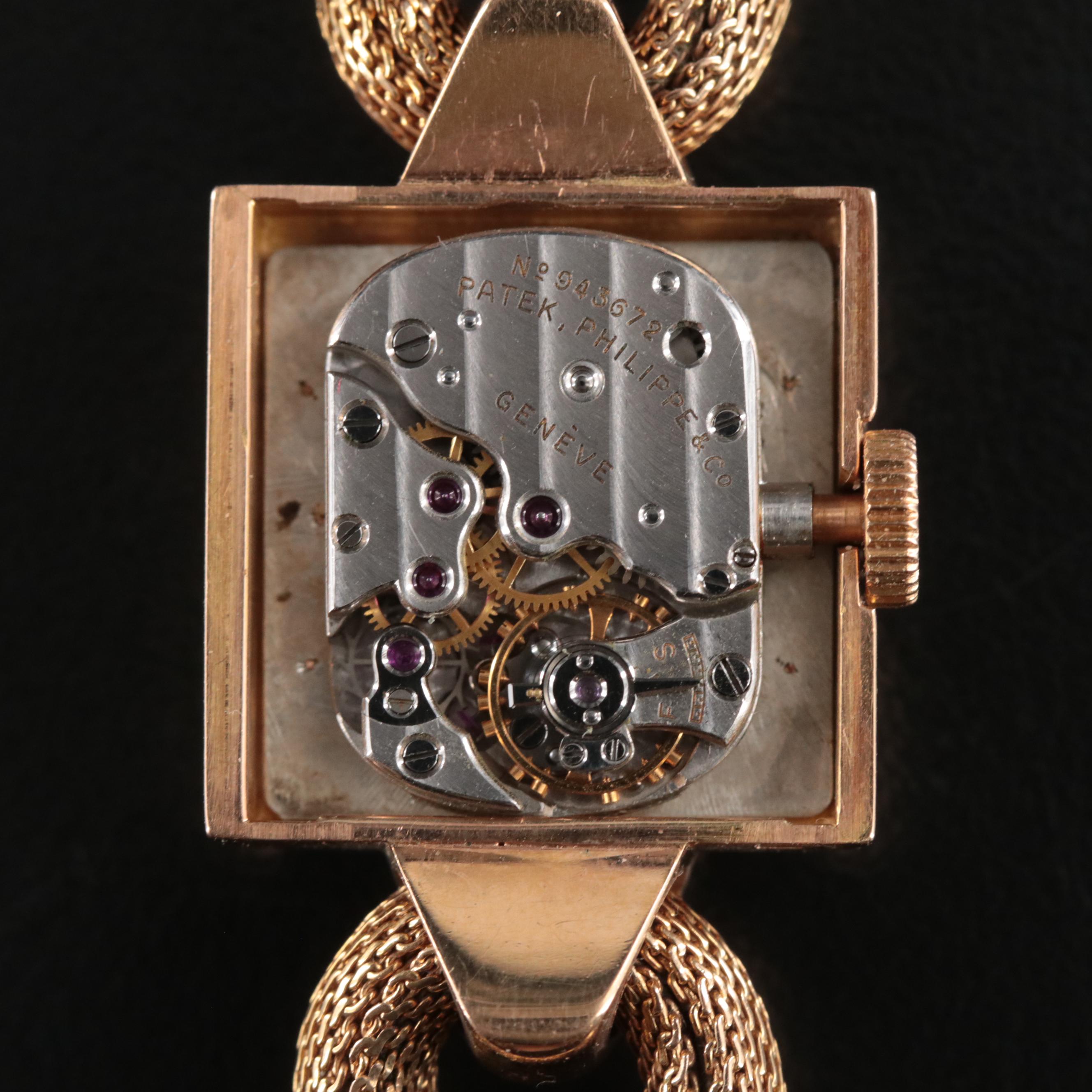 Vintage 18K Patek Philippe Heavy Center Lugs, Double Rope Bracelet Watch