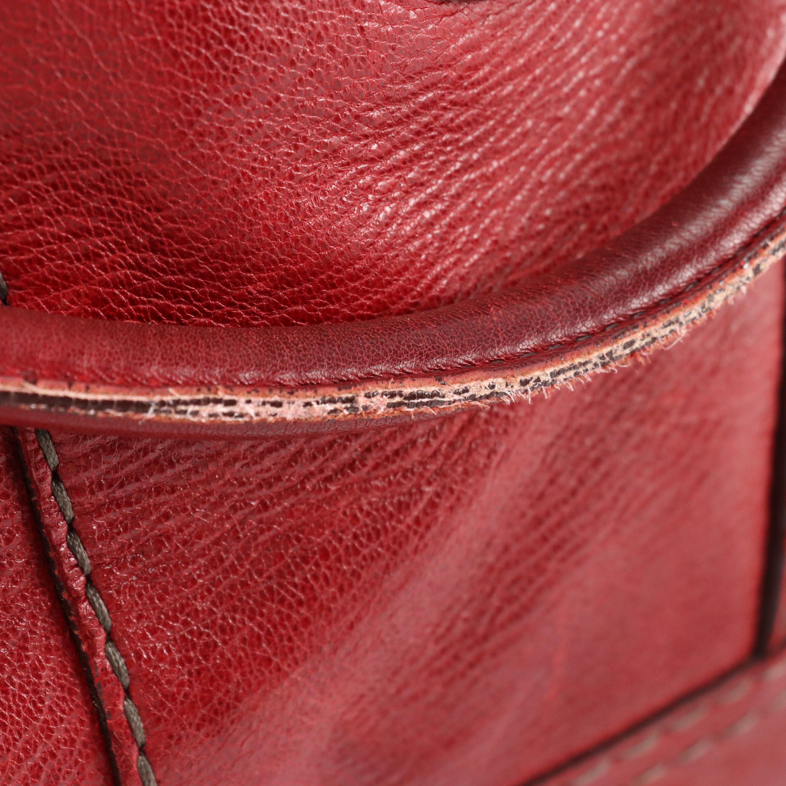 Prada Two-Way Shoulder Bag in Red Cervo Shine Leather