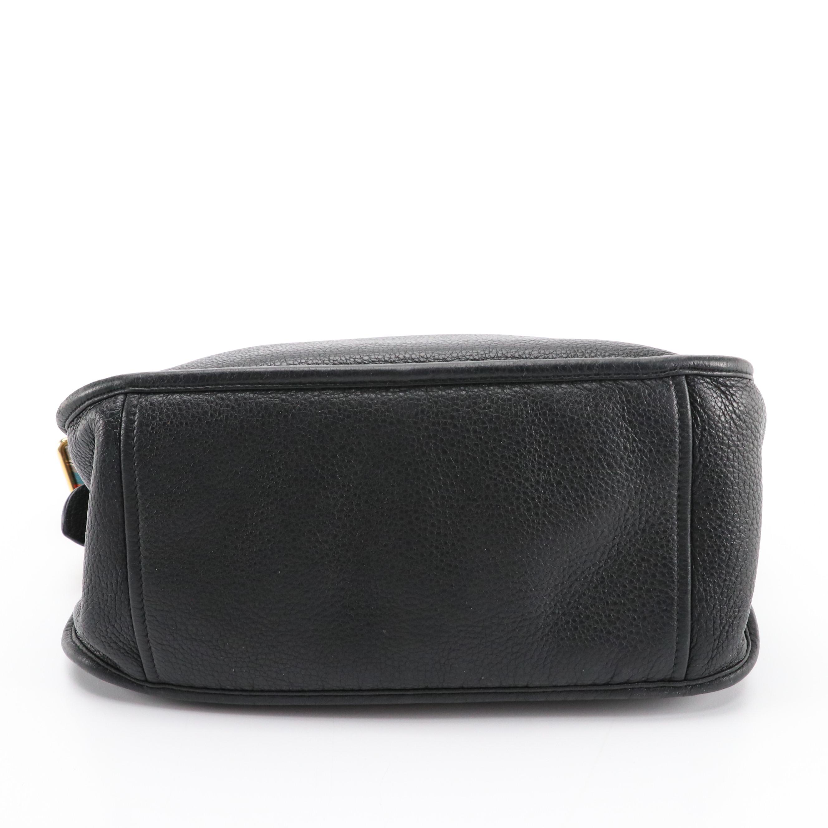 Prada Striped Strap Hobo Shoulder Bag in Black Vitello Daino Leather