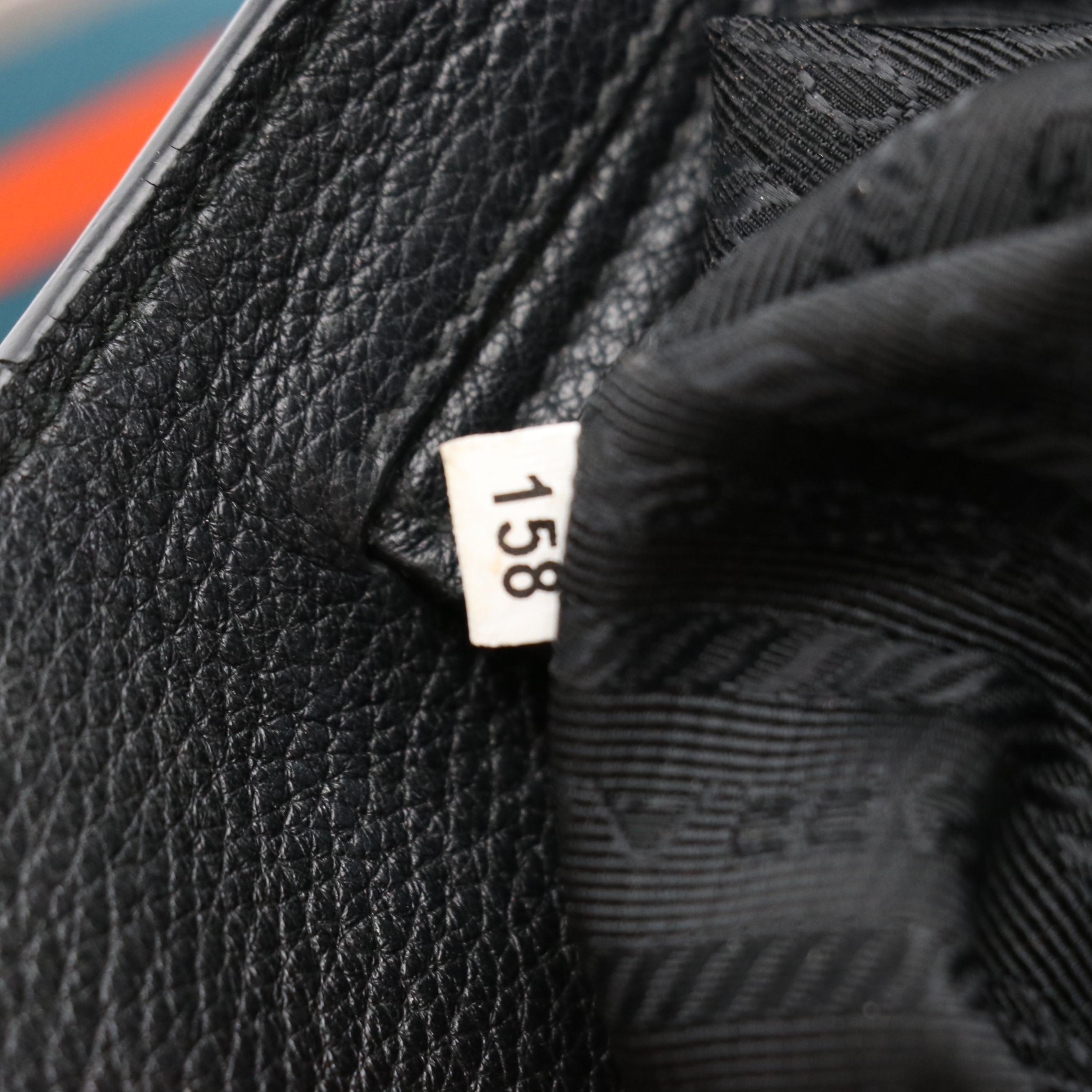 Prada Striped Strap Hobo Shoulder Bag in Black Vitello Daino Leather