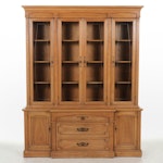 Directoire Style Walnut-Veneered China Cabinet, Mid to Late 20th Century