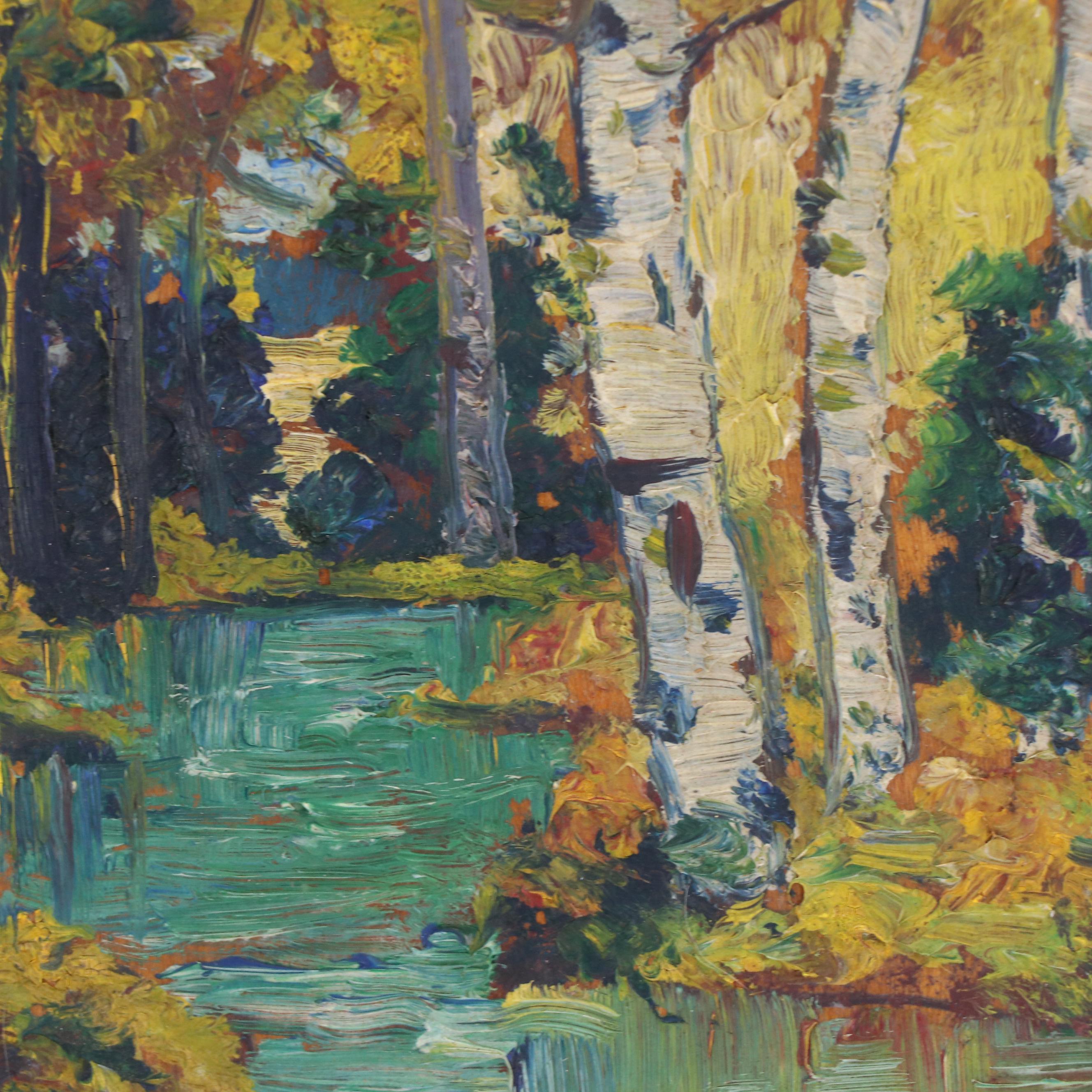 Herbert William Wagner Oil Painting of Birch Forest Landscape